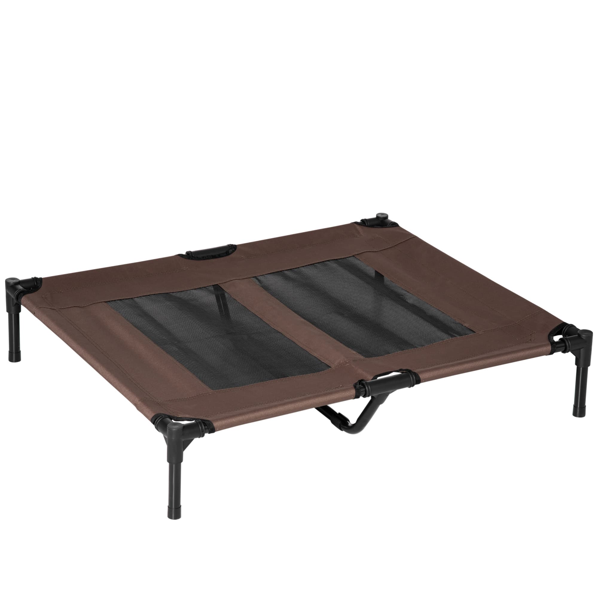 PawHut Elevated Pet Bed, Large Raised Dog & Cat Cooling Cot, Portable for Camping, Outdoor/Indoor Use, Metal Frame with Mesh, Black | Aosom UK