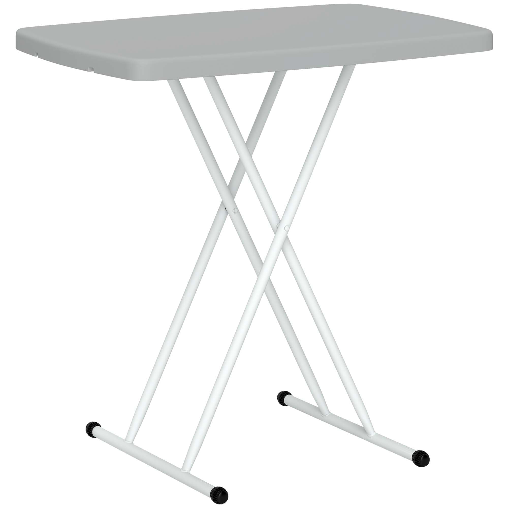 Outsunny Portable Folding Coffee Table, Height Adjustable Garden Table Bistro Table with HDPE Top for Balcony Poolside Deck, Charcoal Grey