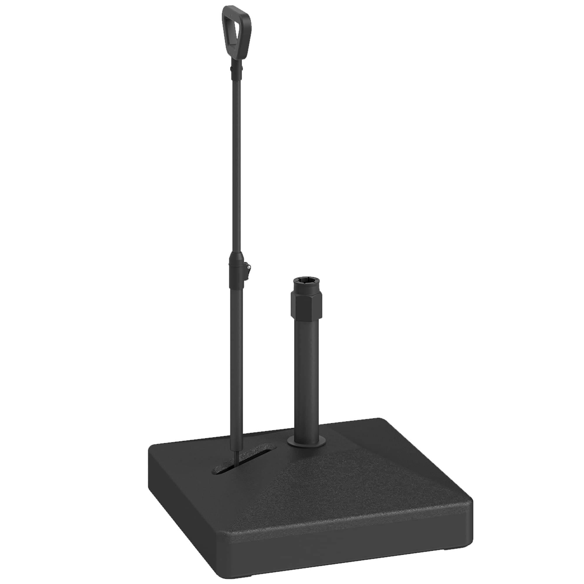 Outsunny Garden Parasol Base with Adjustable Wheels and Handle, Garden Sun Umbrella Base Parasol Stand, Filled Up to 55kg Stand/45kg Water, Black