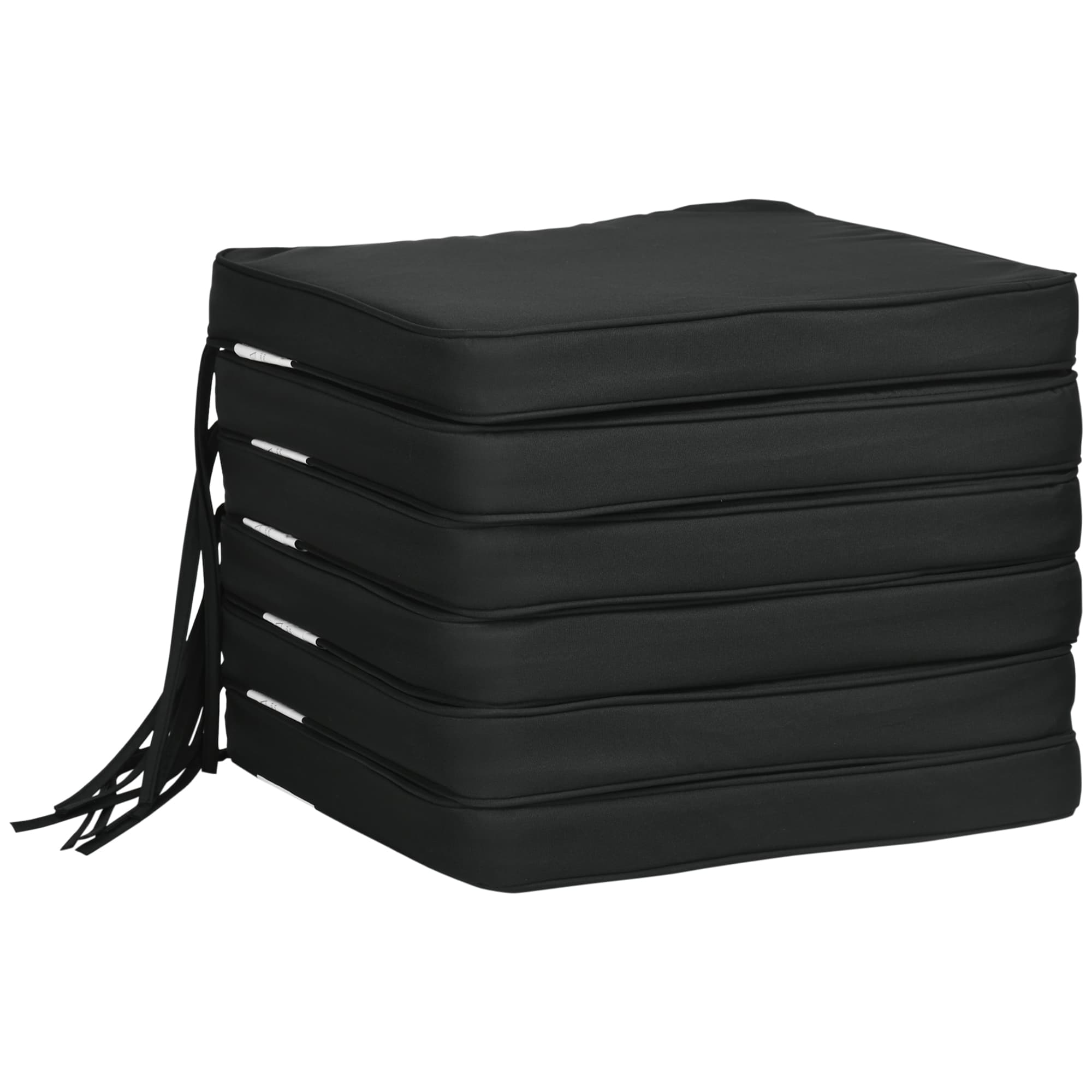 Outsunny Garden Chair Cushions, Set of 6, Dining Seat Pads with Straps, Removable for Indoor/Outdoor Use, Black | Aosom UK