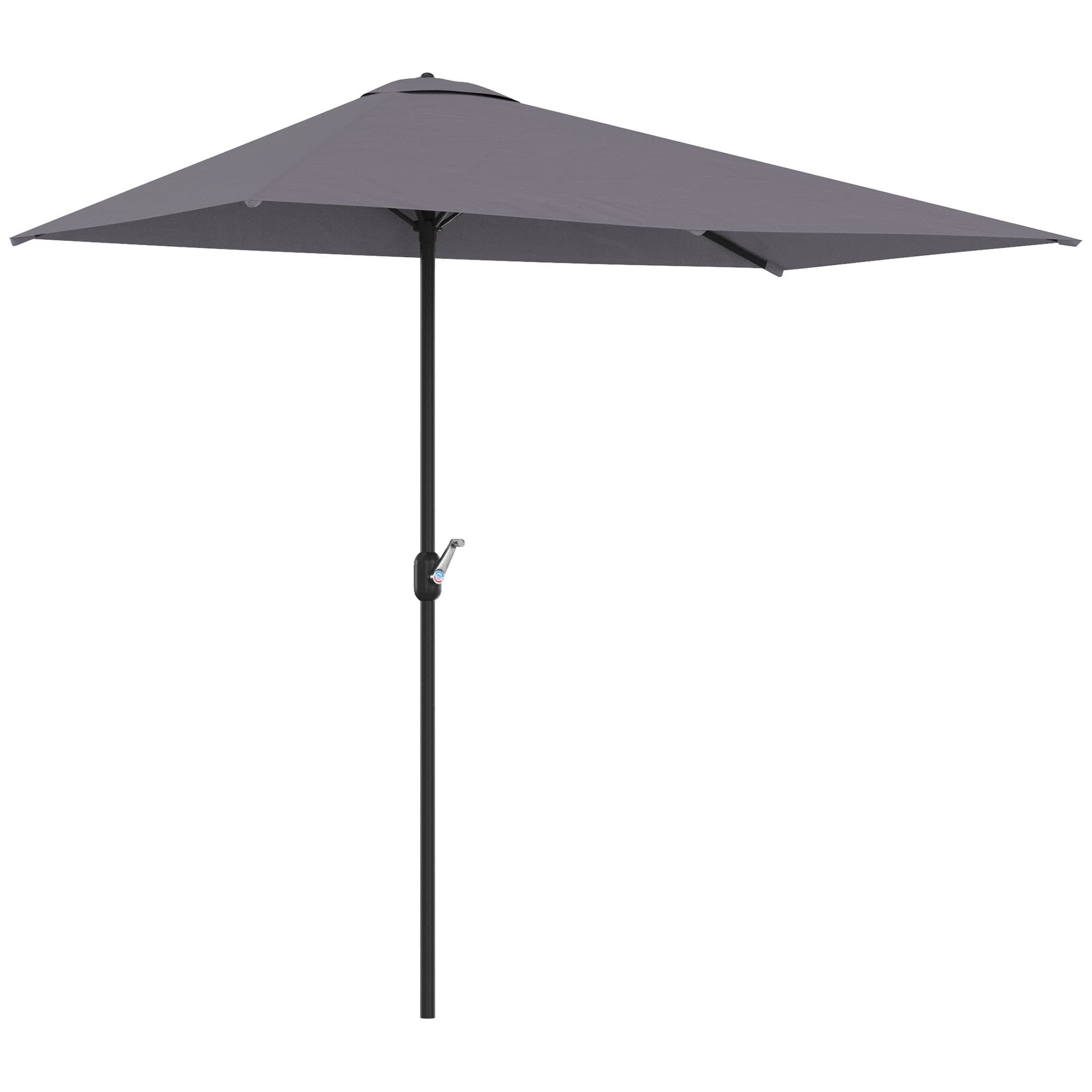 Outsunny Balcony Half Parasol Semi Round Umbrella Patio Crank Handle (2.3m, Grey)- NO BASE INCLUDED