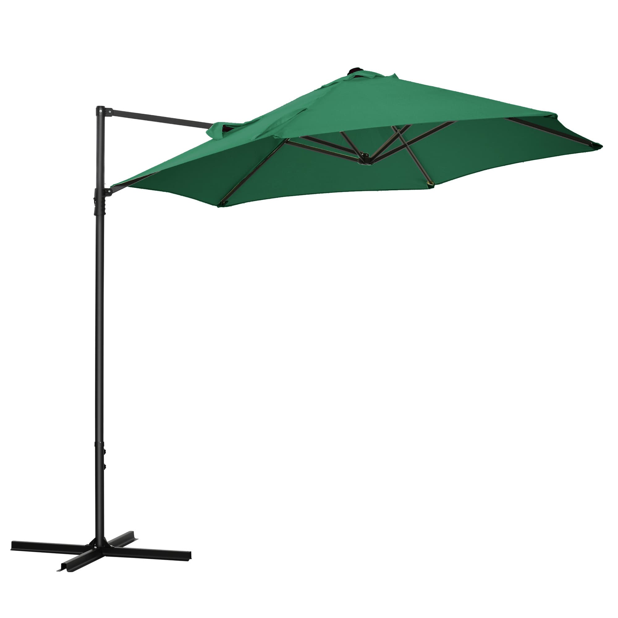 Outsunny Waterproof Offset Roma Patio Umbrella: 2.5m Square Canopy with 360° Rotation, Green | Aosom UK
