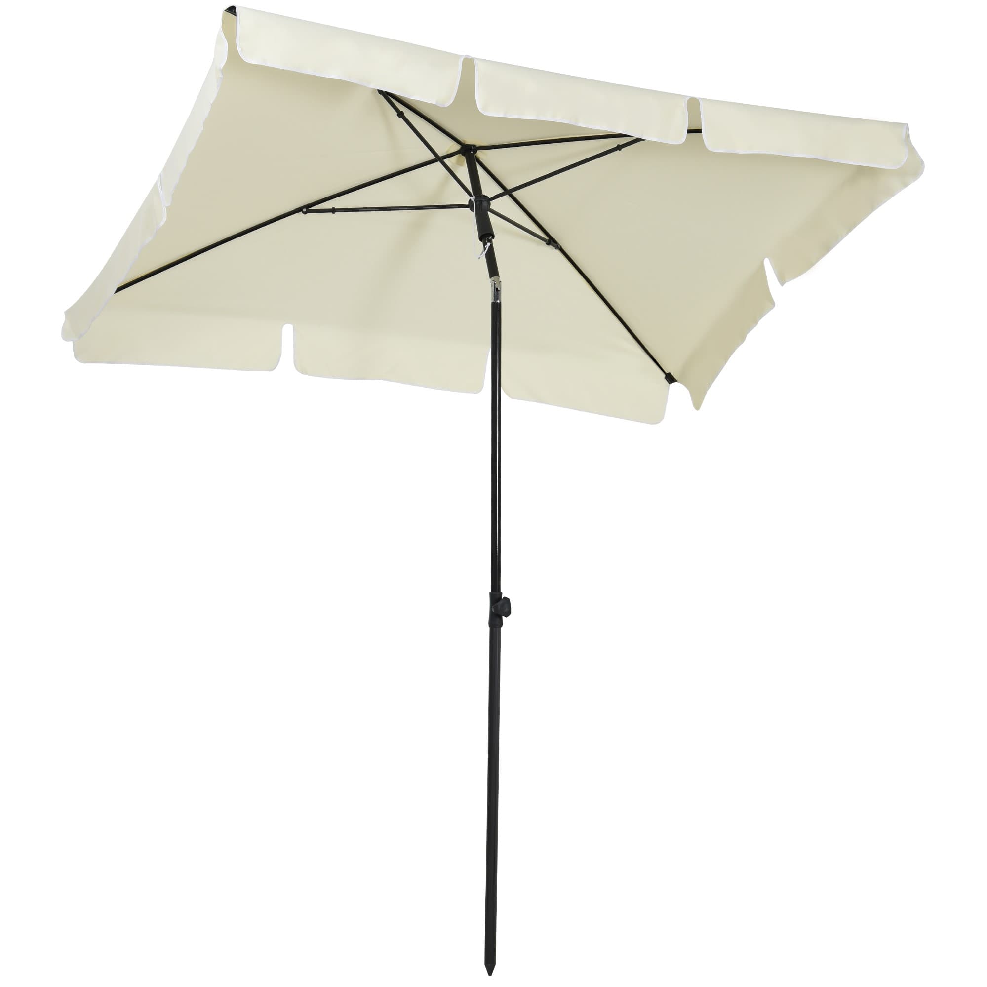 Outsunny Aluminium Sun Parasol, Garden Patio Umbrella with Tilt Mechanism, 2M x 1.25M, Cream White | Aosom UK