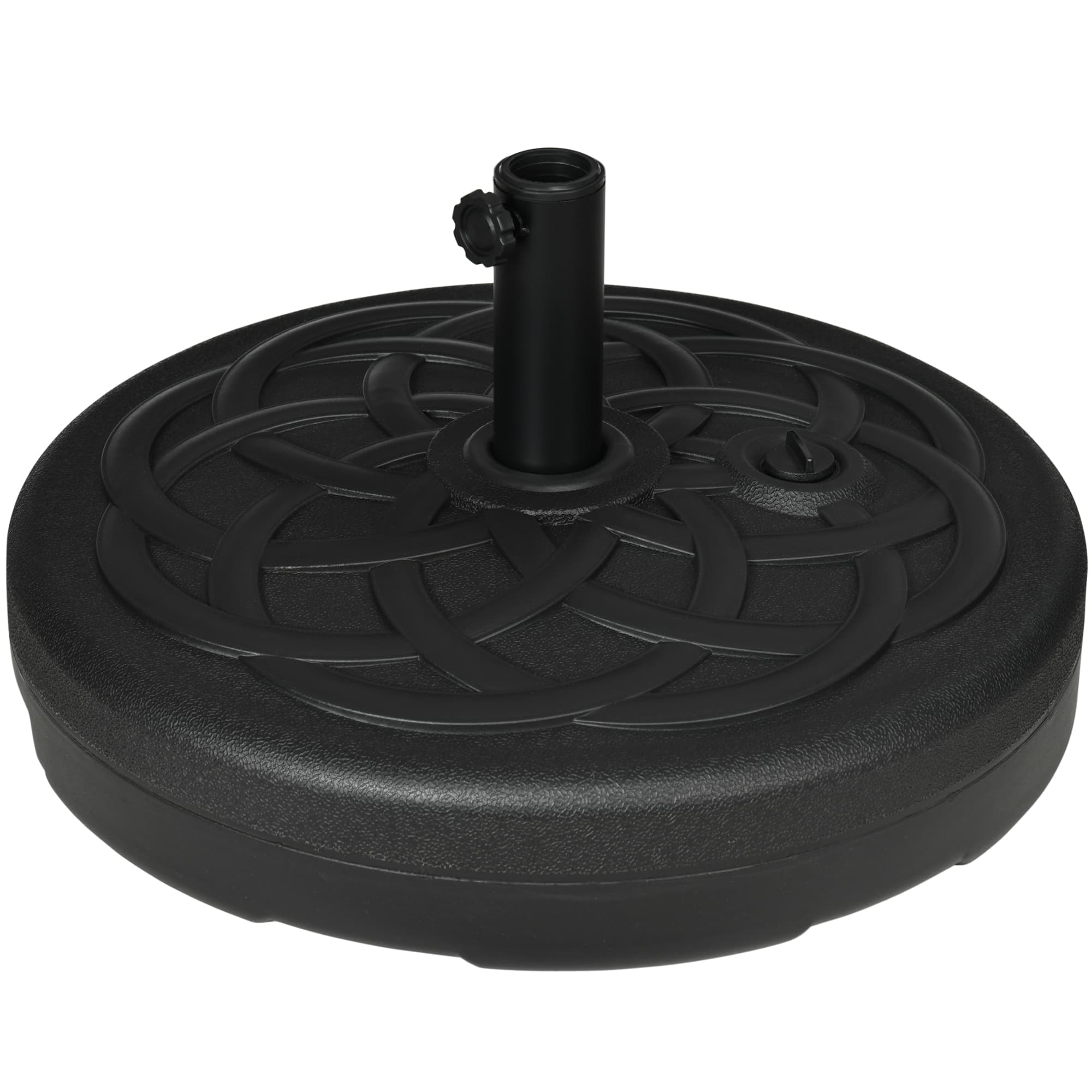 Outsunny Parasol Base Stand: Outdoor Umbrella Holder, Water/Sand Fillable Weight with Handle, 25kg/35kg, Black | Aosom UK