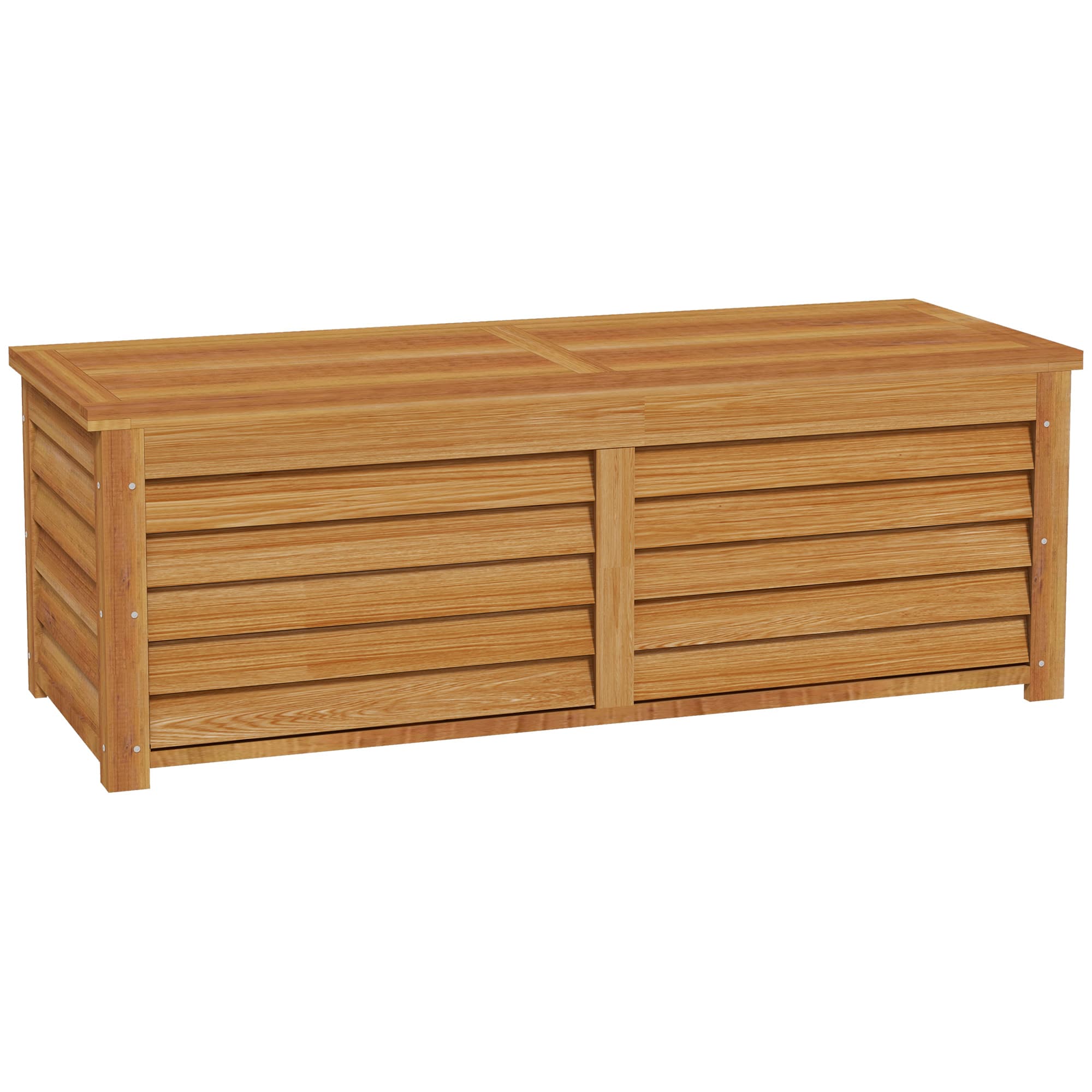 Outsunny 292L Outdoor Storage Box, Wooden Deck Box Garden Storage Container for Balcony, Porch, Poolside, Light Brown | Aosom UK