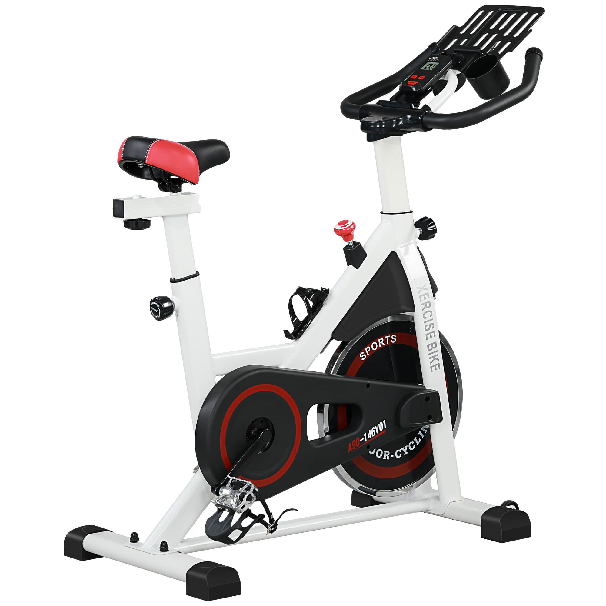 HOMCOM Upright Exercise Bike Indoor Training Cycling Machine Stationary Workout Bicycle w/ Adjustable Resistance Seat Handlebar LCD Display | Aosom UK