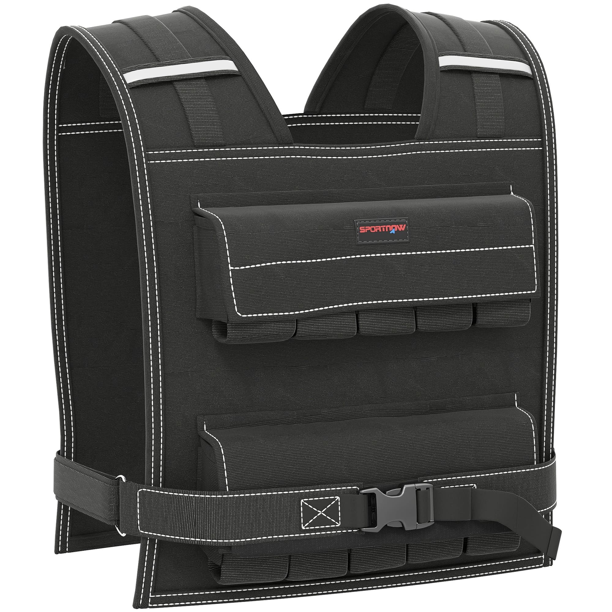 SPORTNOW 20KG Adjustable Weighted Vest, Running Weight Vest, with 30 Metal Weights, Reflective Strips, for Running, Exercise