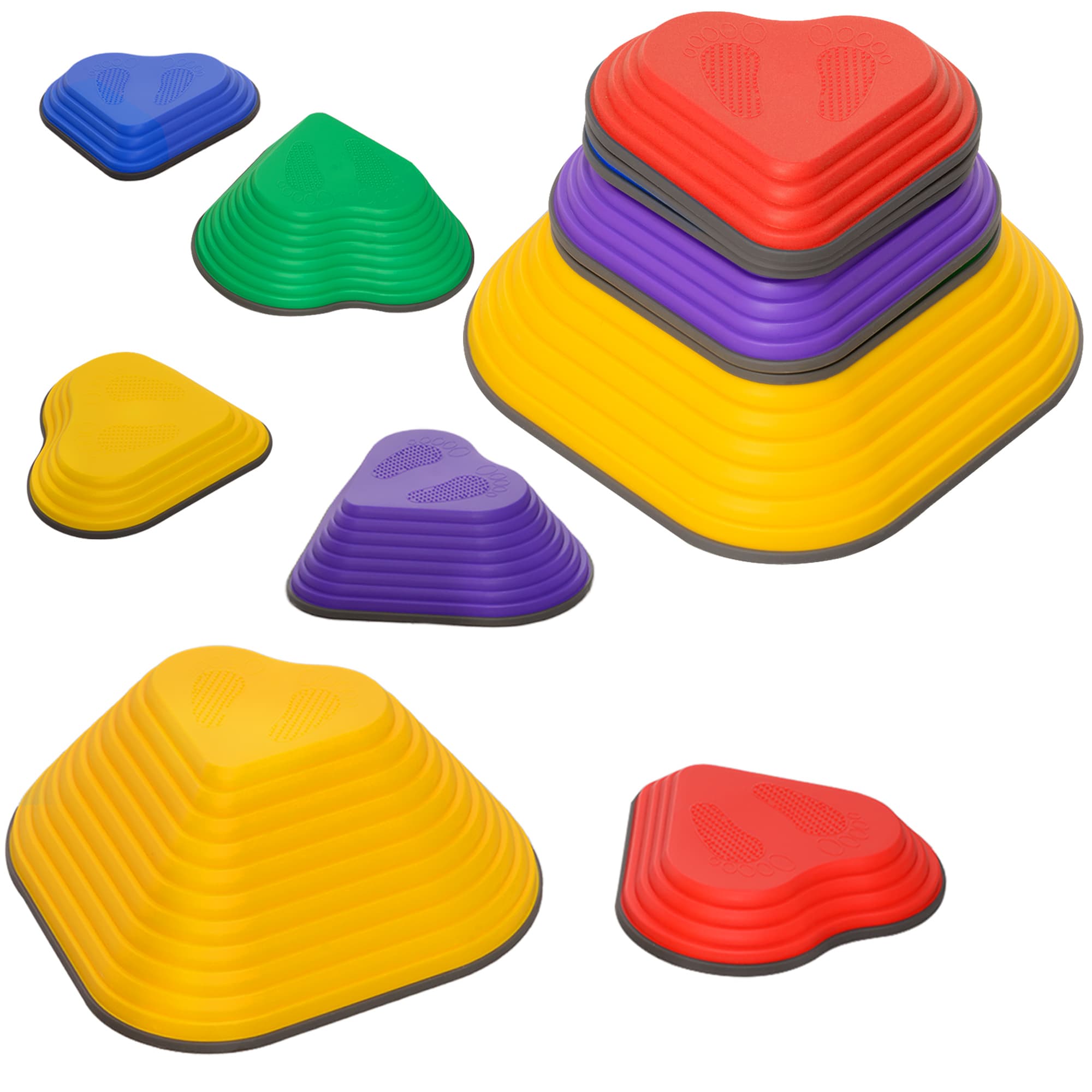 AIYAPLAY 6PCs Heart-Shaped Kids Stepping Stones Balance & Motor Skills, Multicoloured | Aosom UK