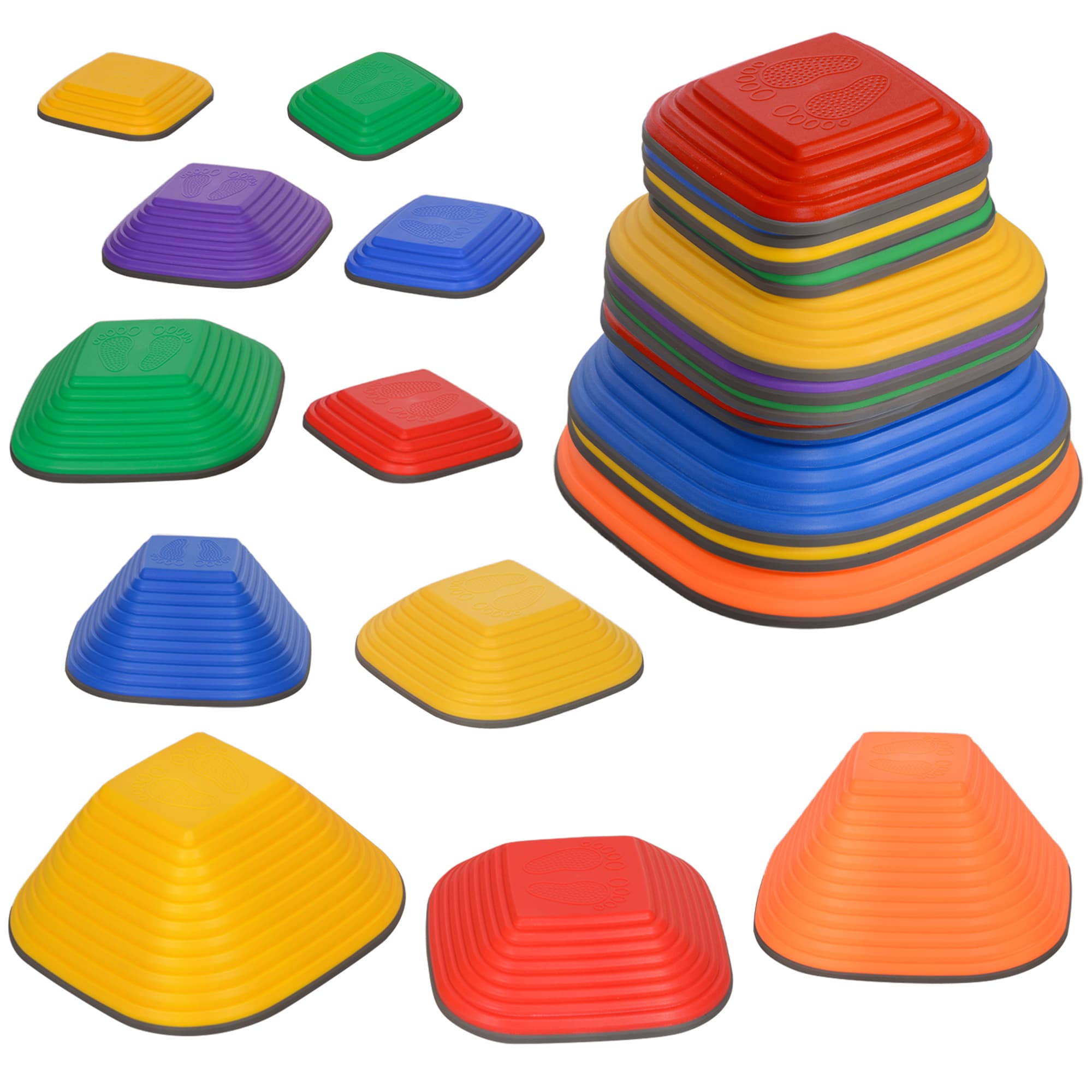 AIYAPLAY Balance Stepping Stones for Kids, 11PCs Non-Slip Stackable River Stones, Obstacle Courses for Balance & Motor Skills | Aosom UK
