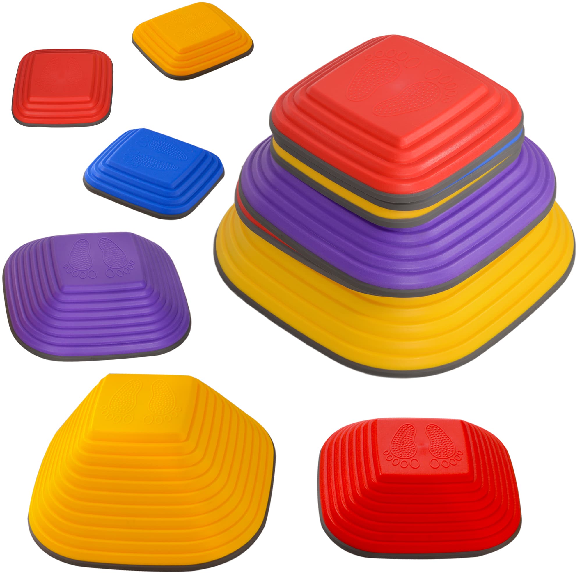 AIYAPLAY Balance Stepping Stones for Kids, 6PCs Non-Slip Stackable River Stones, Obstacle Courses for Balance & Motor Skills | Aosom UK
