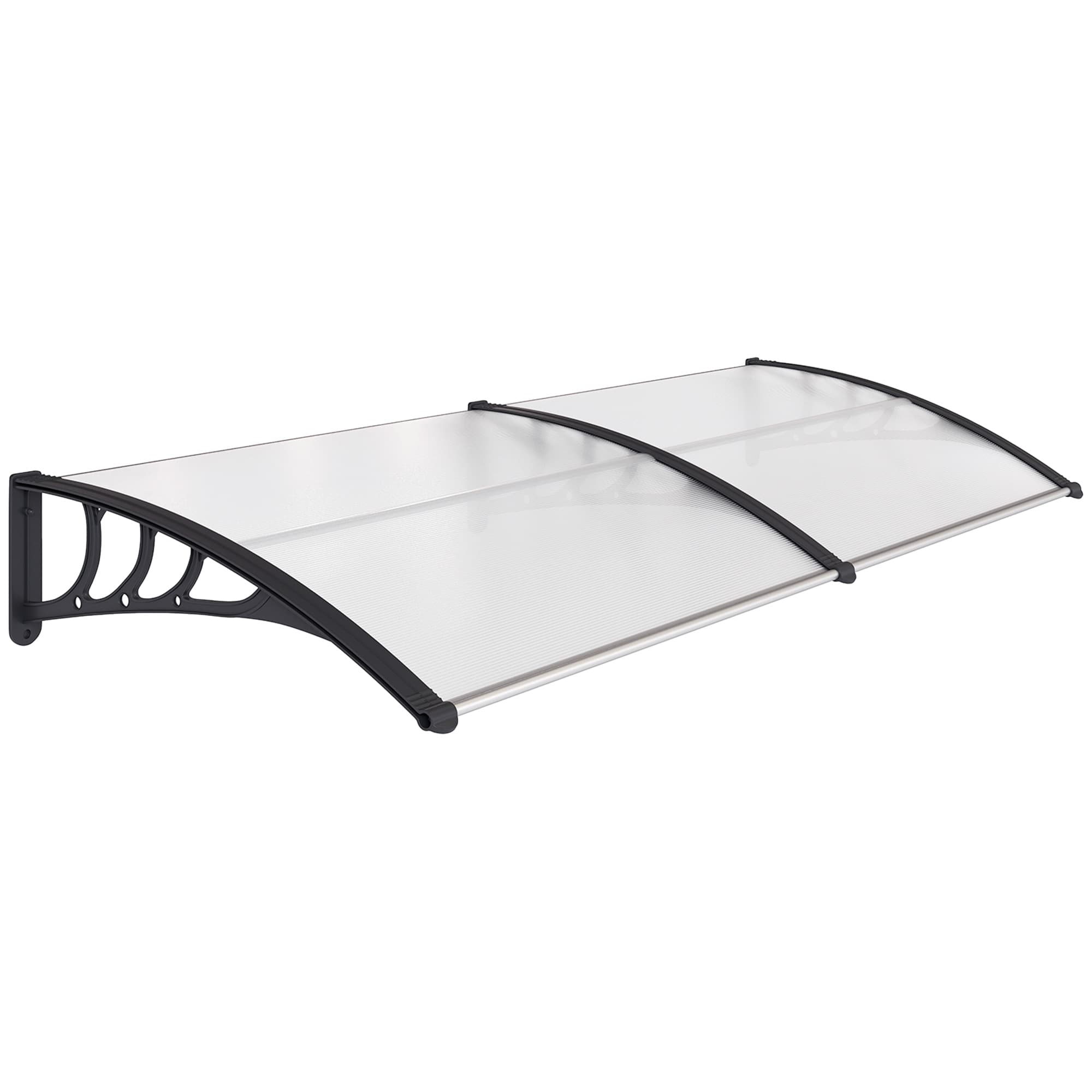 Outsunny 75 x 195 cm Curved Door Window Awning Canopy, Polycarbonate Cover Front Door Outdoor Patio, UV Rain Snow Protection Shelter, Clear