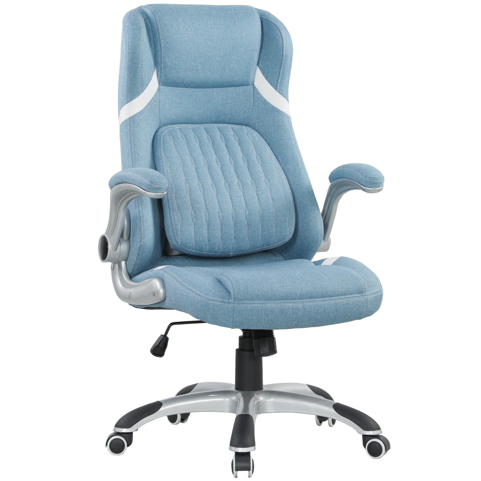 Vinsetto Linen-Look Office Chair, with Adjustable Height and Tension, Cat Scratch Resistant, Blue | Aosom UK