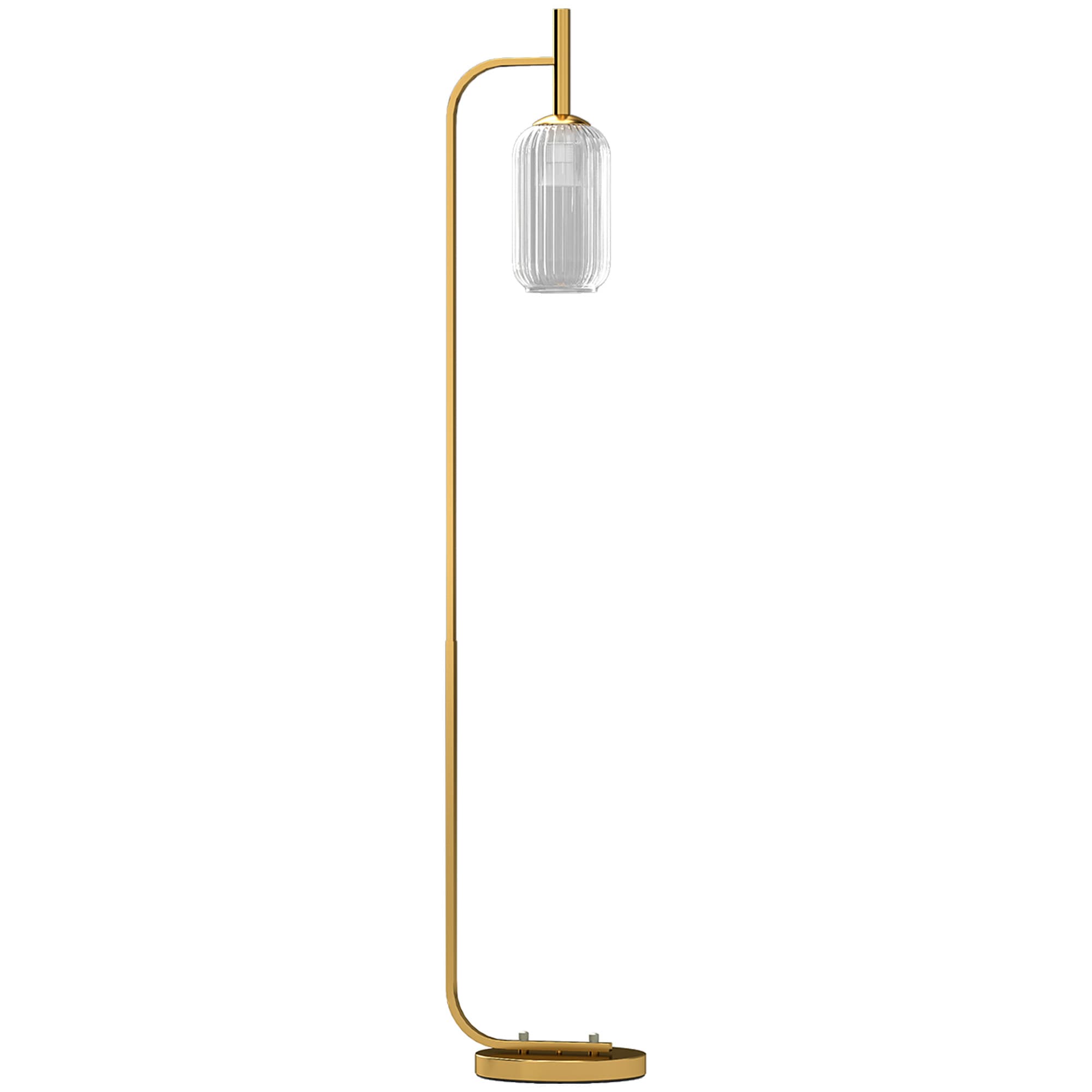 HOMCOM Floor Lamp for Living Room with Glass Lampshade, Modern Standing Lamp with Foot Switch for Bedroom, Bulb not Included, Gold Tone | Aosom UK