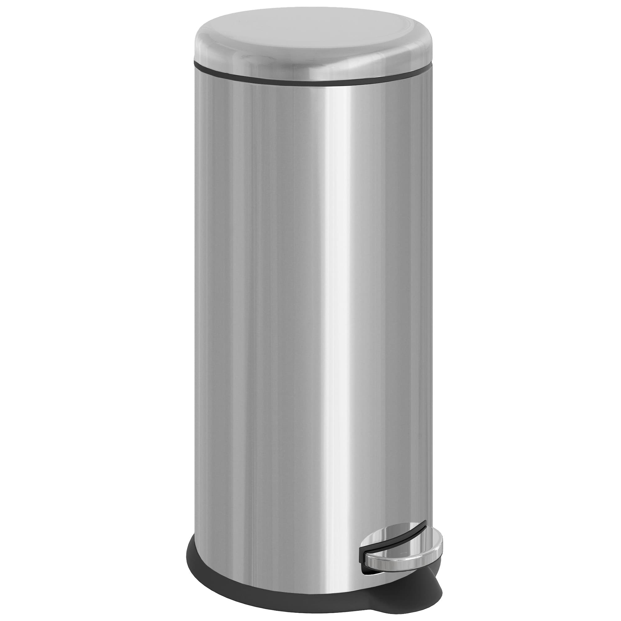 HOMCOM Foot Pedal Bin, Stainless Steel Kitchen Waste Rubbish Bin with Lid, 30L Capacity, Metal Trash Can for Home Use | Aosom UK