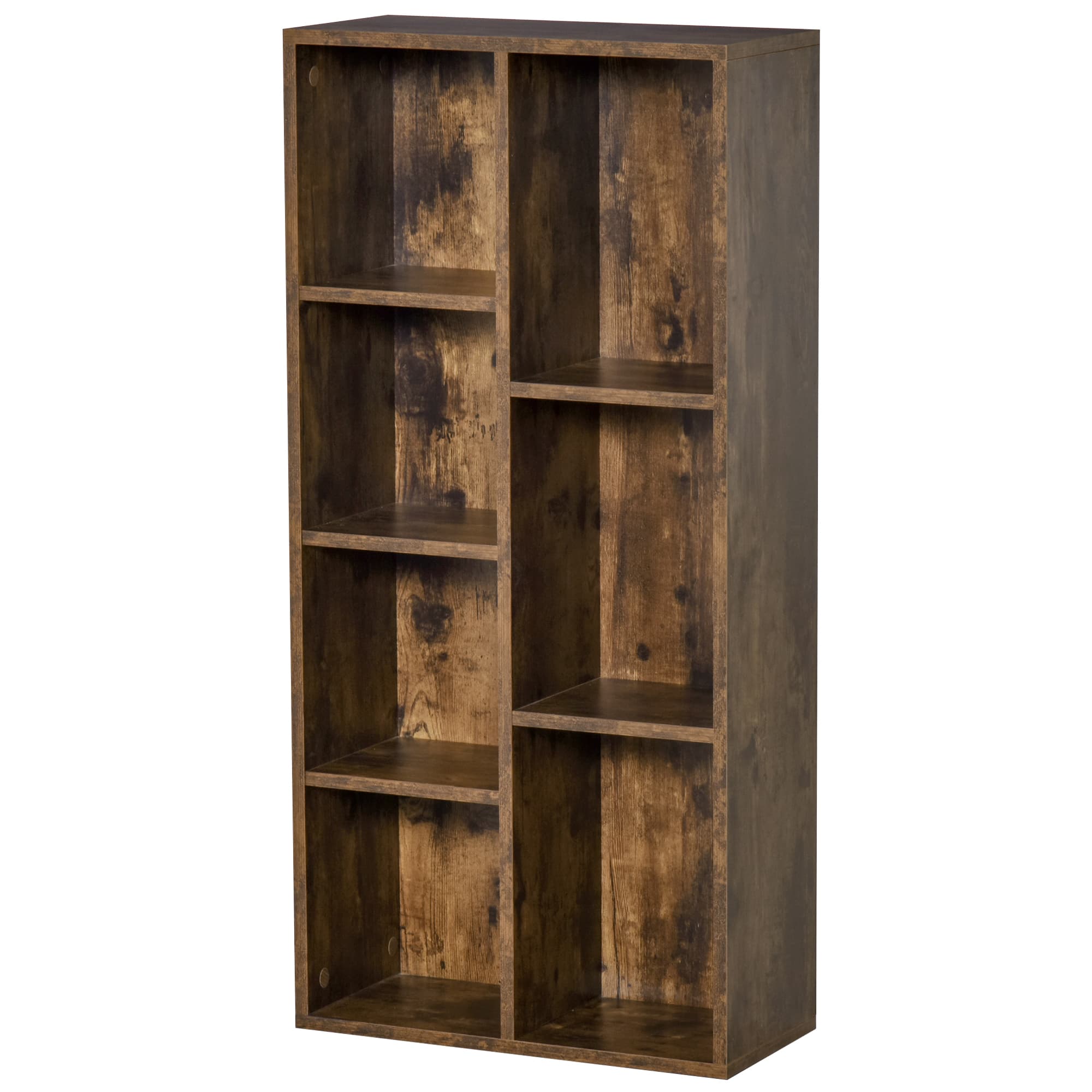 HOMCOM Bookcase Industrial Bookshelf Free Standing Display Cabinet Cube Storage Unit for Home Office Living Room Study Rustic Brown | Aosom UK