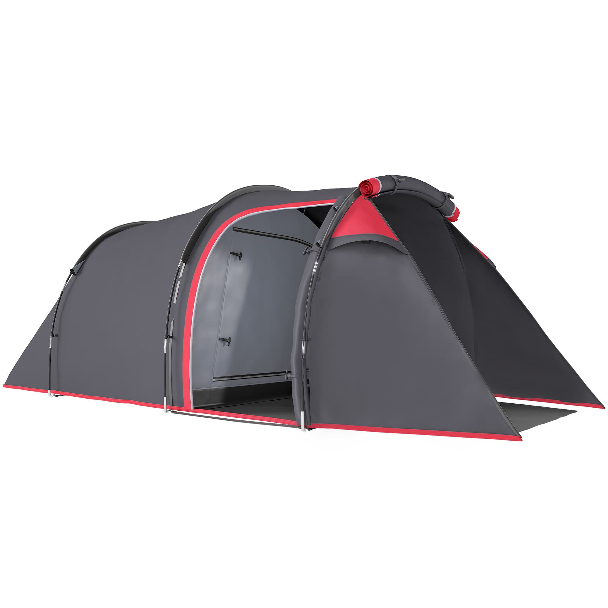 Outsunny Camping Dome Tent 2 Room for 3-4 Person with Weatherproof Screen Room Vestibule Backpacking Tent Lightweight for Fishing & Hiking Dark Grey