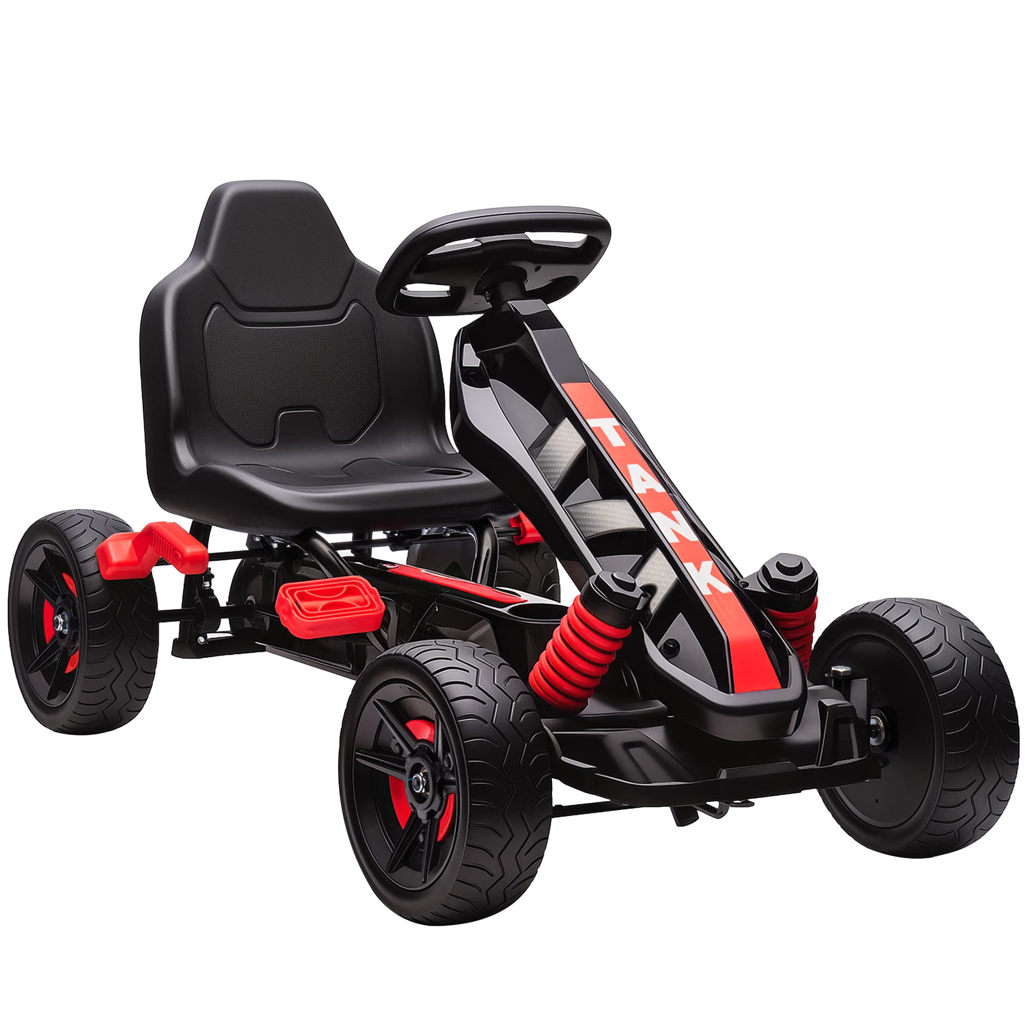 AIYAPLAY Pedal Go Kart for Ages 3–6, Automatic Clutch, Safety Brake, EVA Anti-Slip Wheels, Outdoor Ride On, Red | Aosom UK