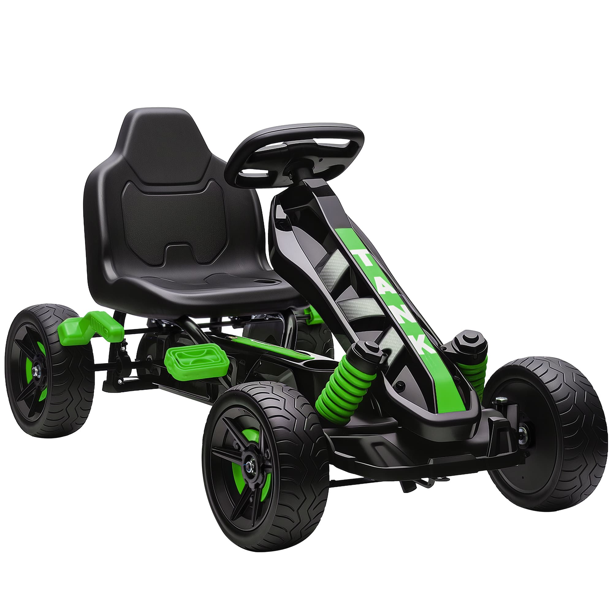 AIYAPLAY Kids Pedal Go Kart, Automatic Clutch, Safety Brake, EVA Anti-Slip Wheels, Outdoor Ride On for Ages 3–6, Green | Aosom UK