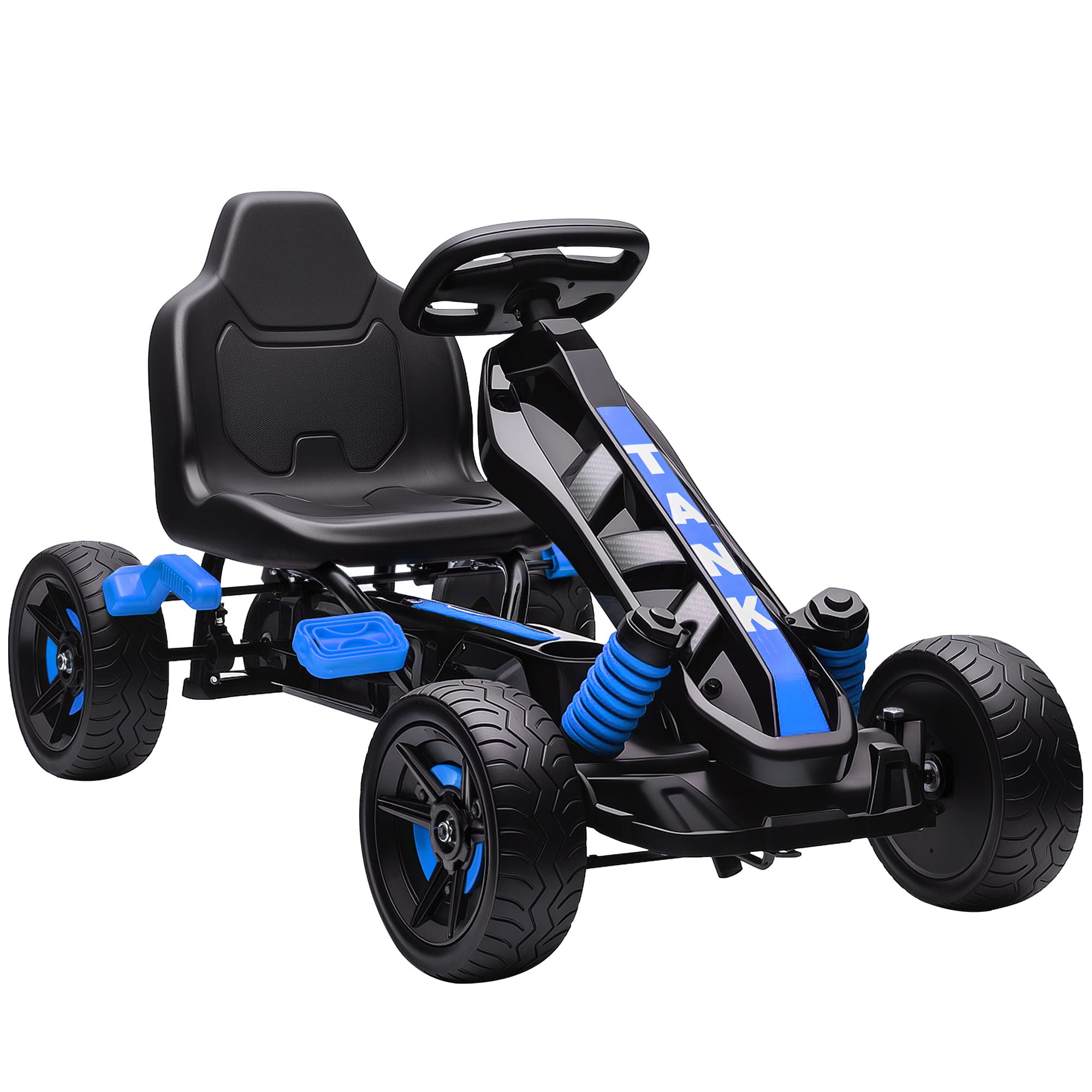 AIYAPLAY Kids Pedal Go Kart for Ages 3–6, Outdoor Ride On with Automatic Clutch, Safety Brake, EVA Anti-Slip Wheels, Blue | Aosom UK