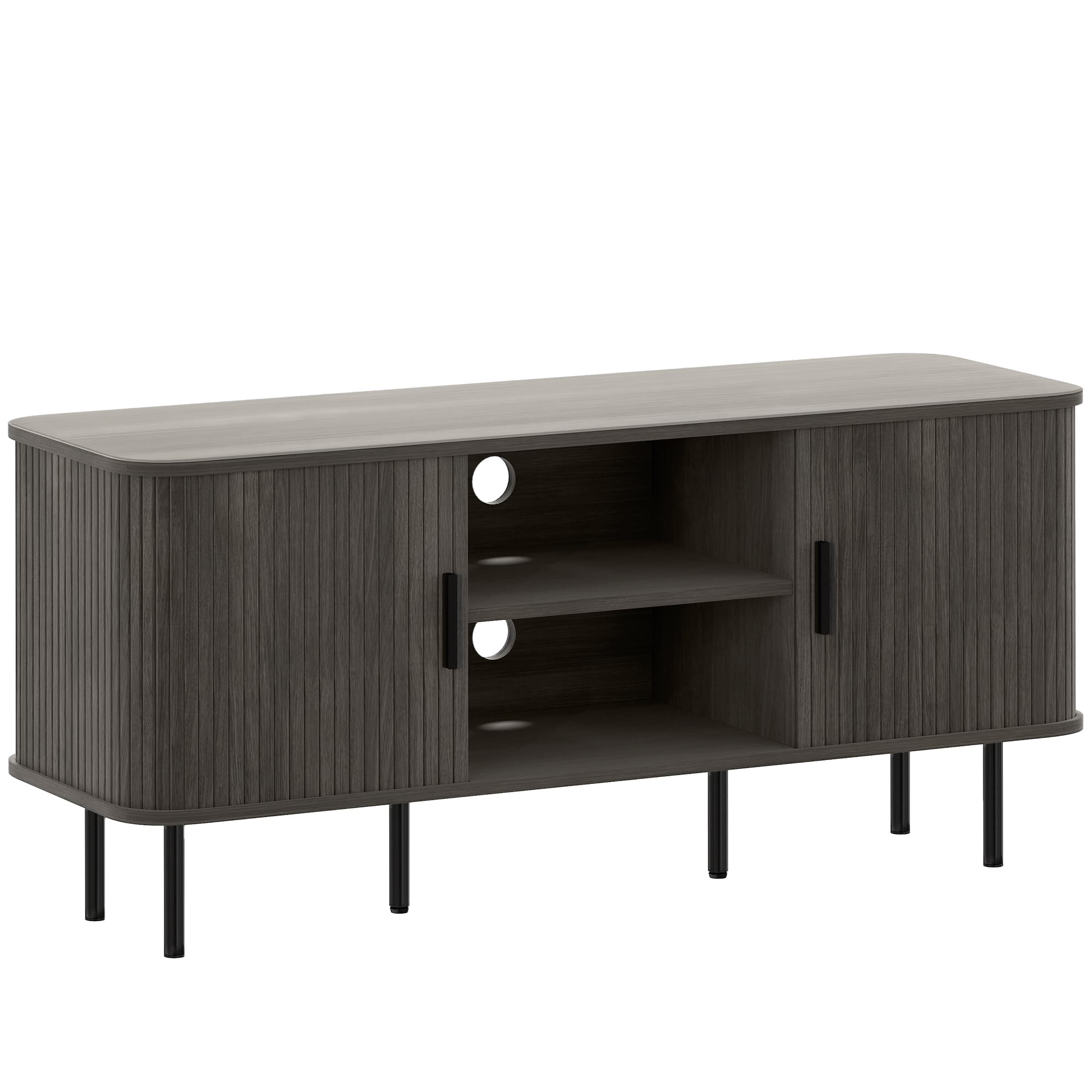 HOMCOM TV Stand Cabinet for TVs up to 55 Inches, TV Unit with Storage Shelves and Cupboard for Living Room, Grey