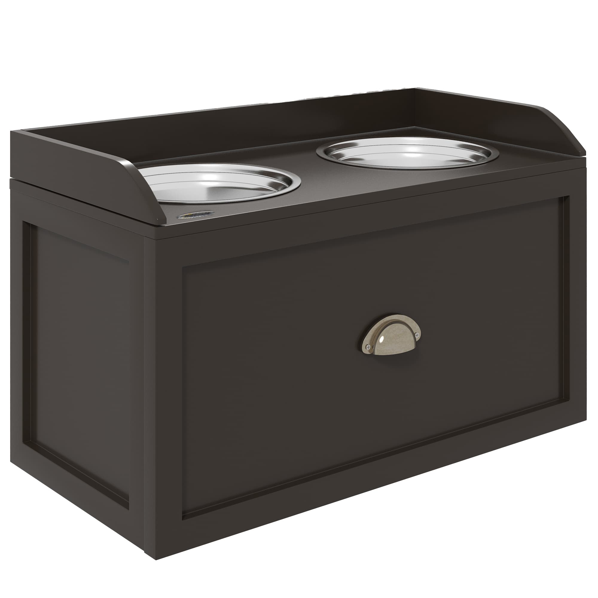 PawHut Stainless Steel Raised Dog Bowls, with 21L Storage Drawer for Large Dogs - Brown | Aosom UK