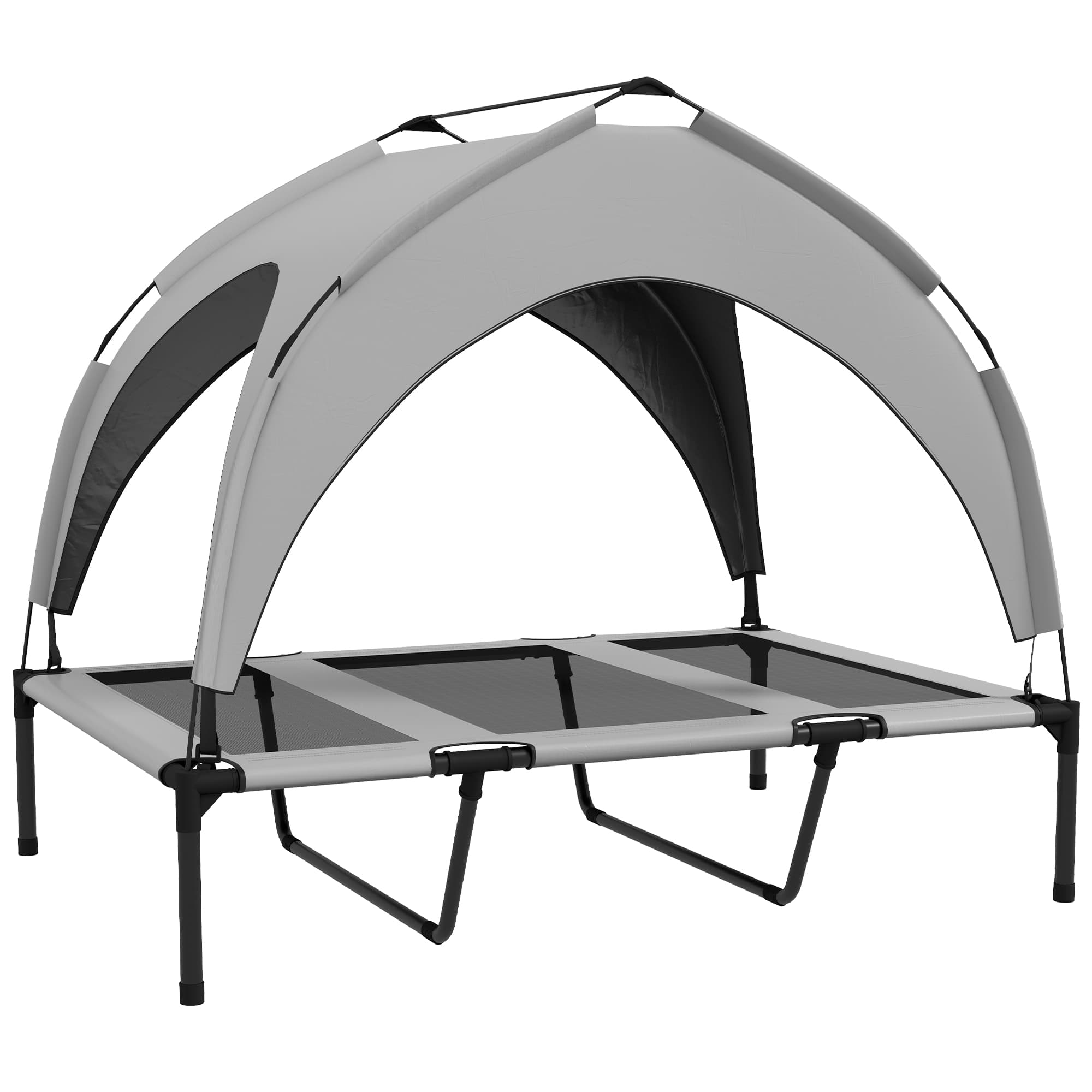 PawHut Cooling Raised Pet Bed, Large Dog Cot with Washable Breathable Mesh, Light Grey, 106 x 76 x 94 cm | Aosom UK