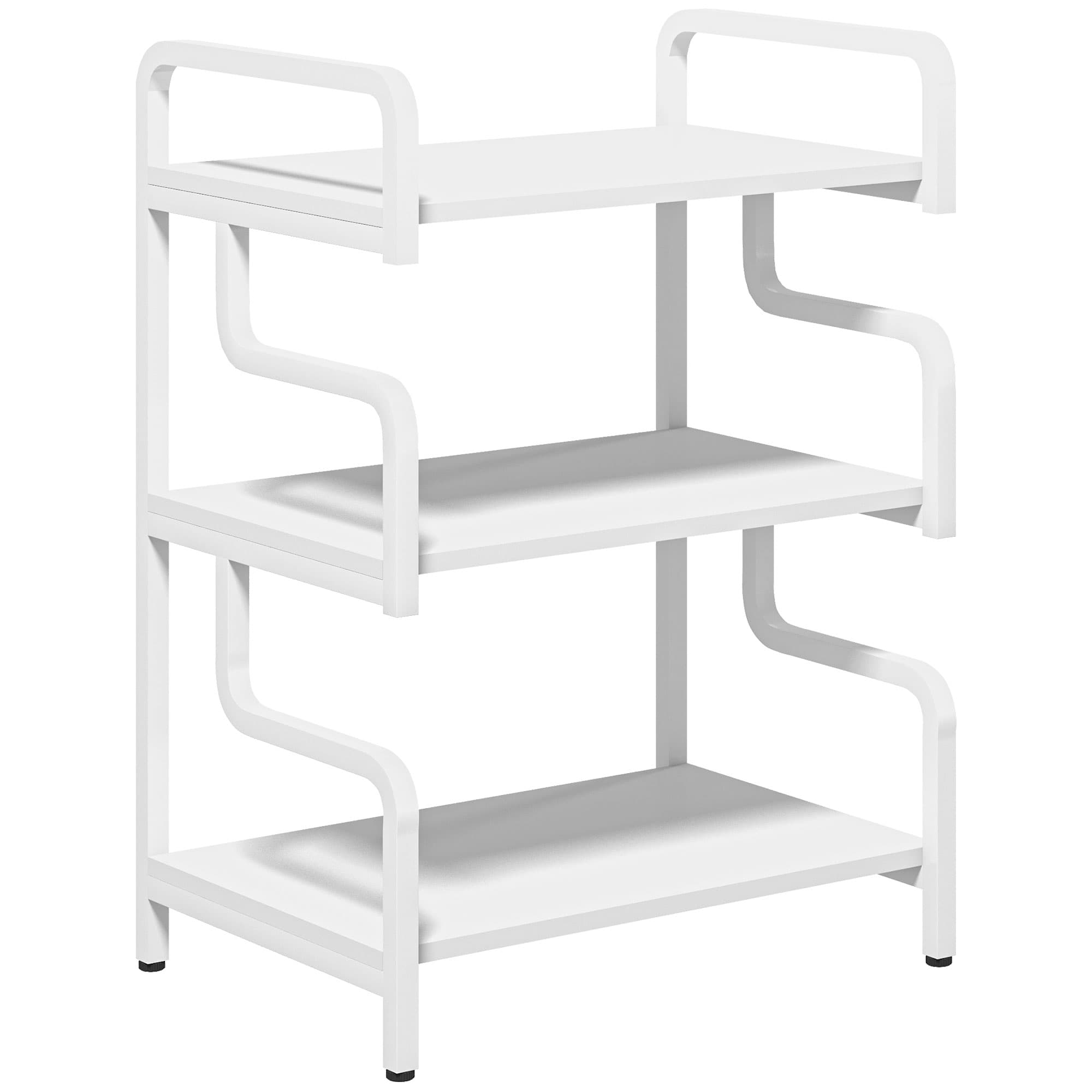 HOMCOM 3-Tier Storage Shelves, Metal Shelving Unit, Industrial Printer Table for Home Office, Display Rack for Living Room, White | Aosom UK