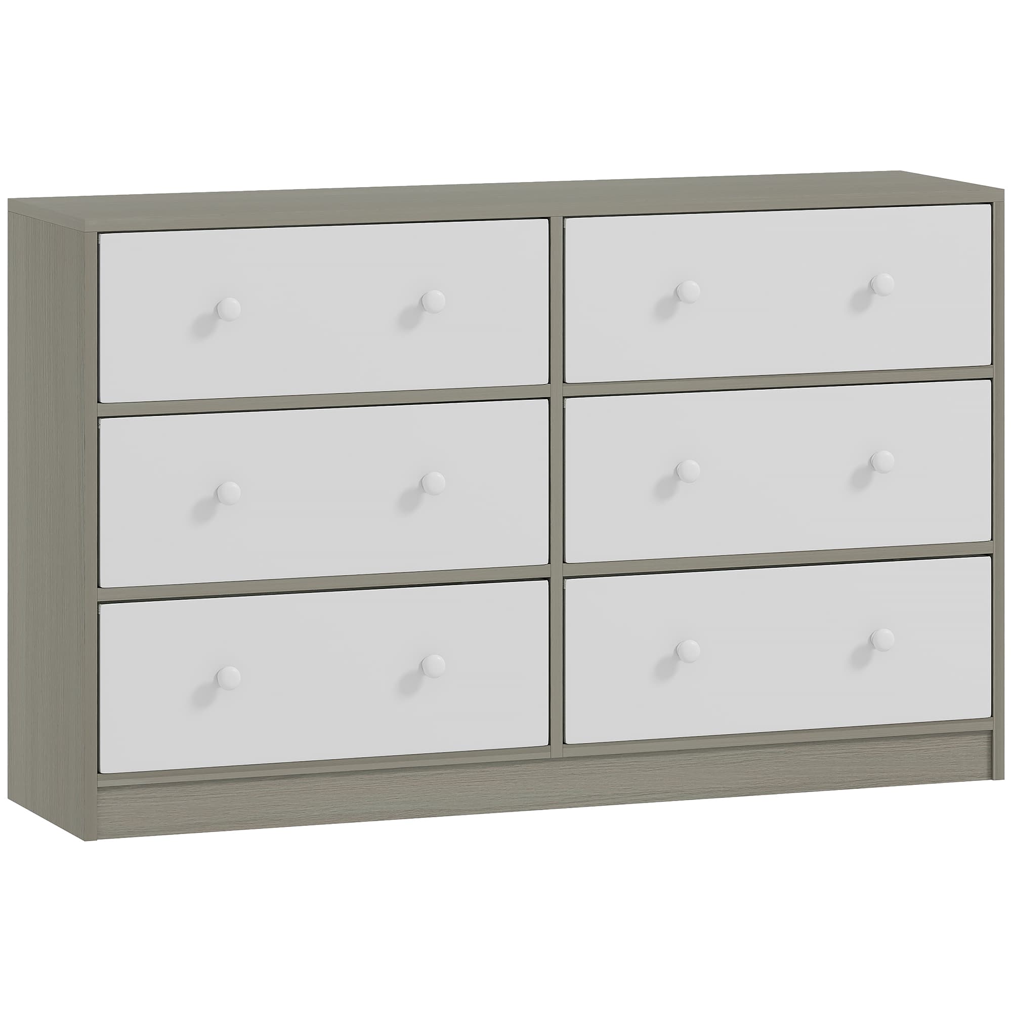 HOMCOM Chest of Drawers, Dresser with 4 Fabric Drawers - White and Grey thumbnail 2