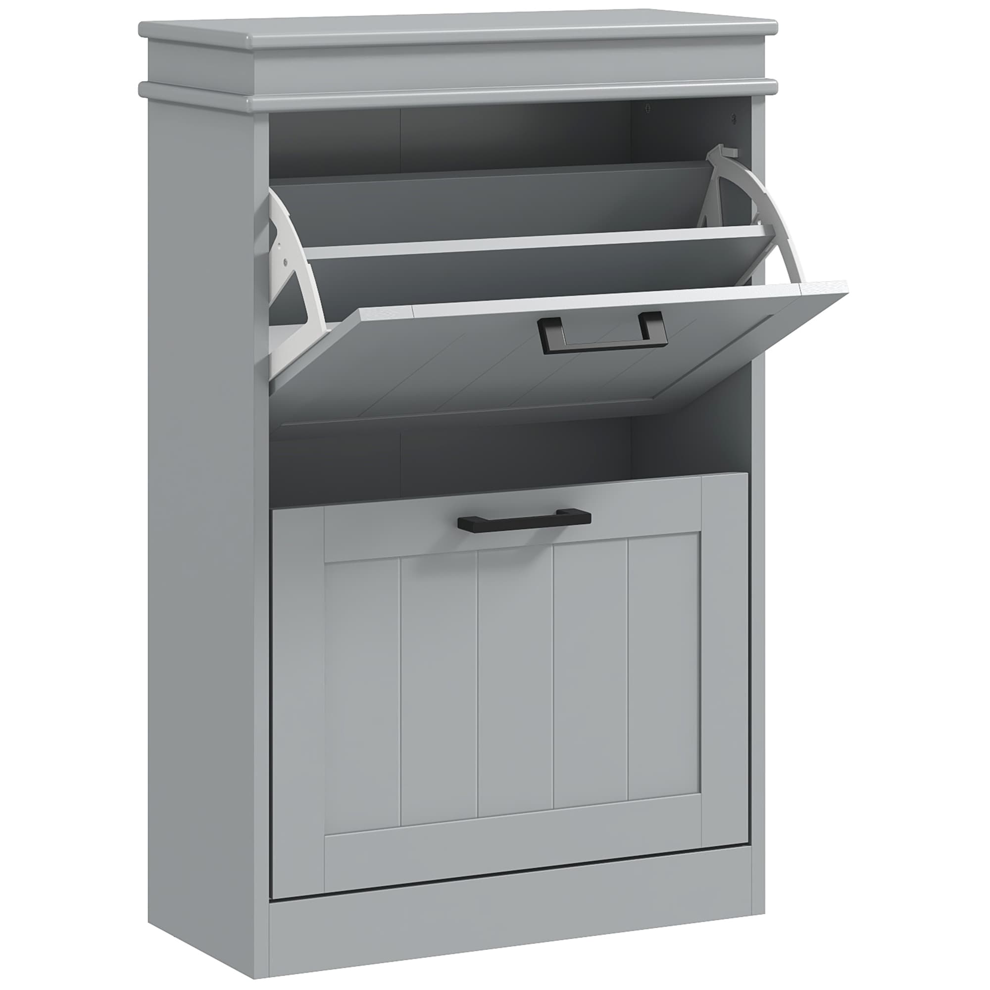 HOMCOM Two-Drawer Minimalistic Shoe Storage Cabinet, for 10 Shoes, Grey