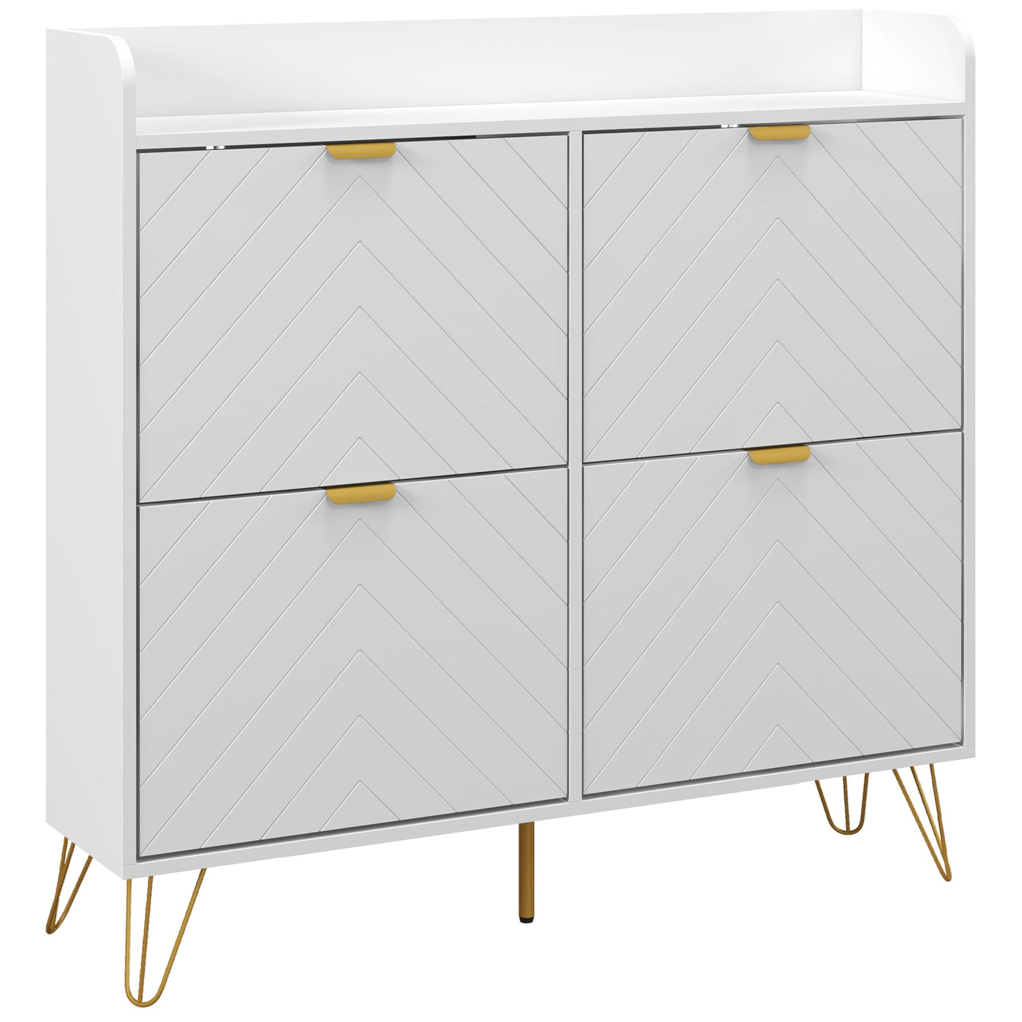 HOMCOM Narrow Shoe Storage Cabinet, Slim Shoe Cupboard with 4 Flip Drawers, Adjustable Shelf, Shoe Rack for 16 Pairs of Shoes | Aosom UK