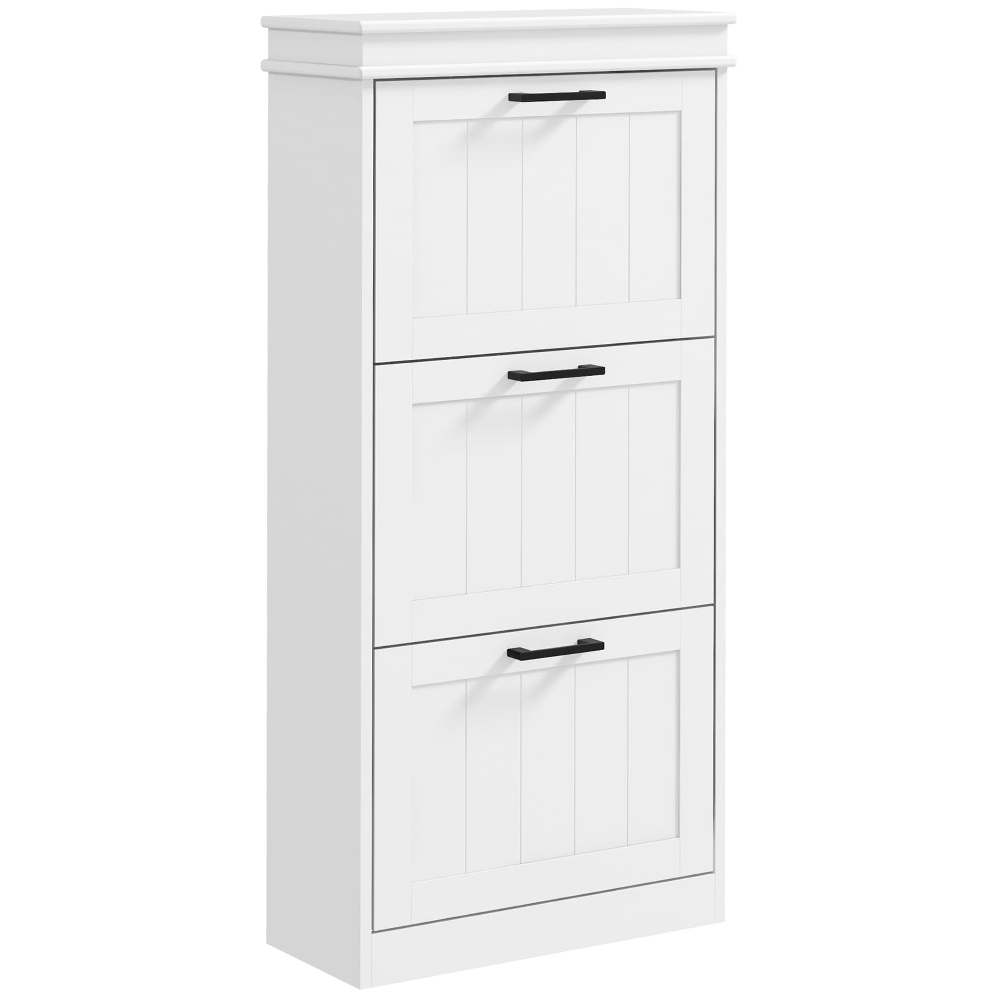 HOMCOM Three-Drawer Minimalistic Shoe Storage Cabinet, for 15 Shoes | Aosom UK