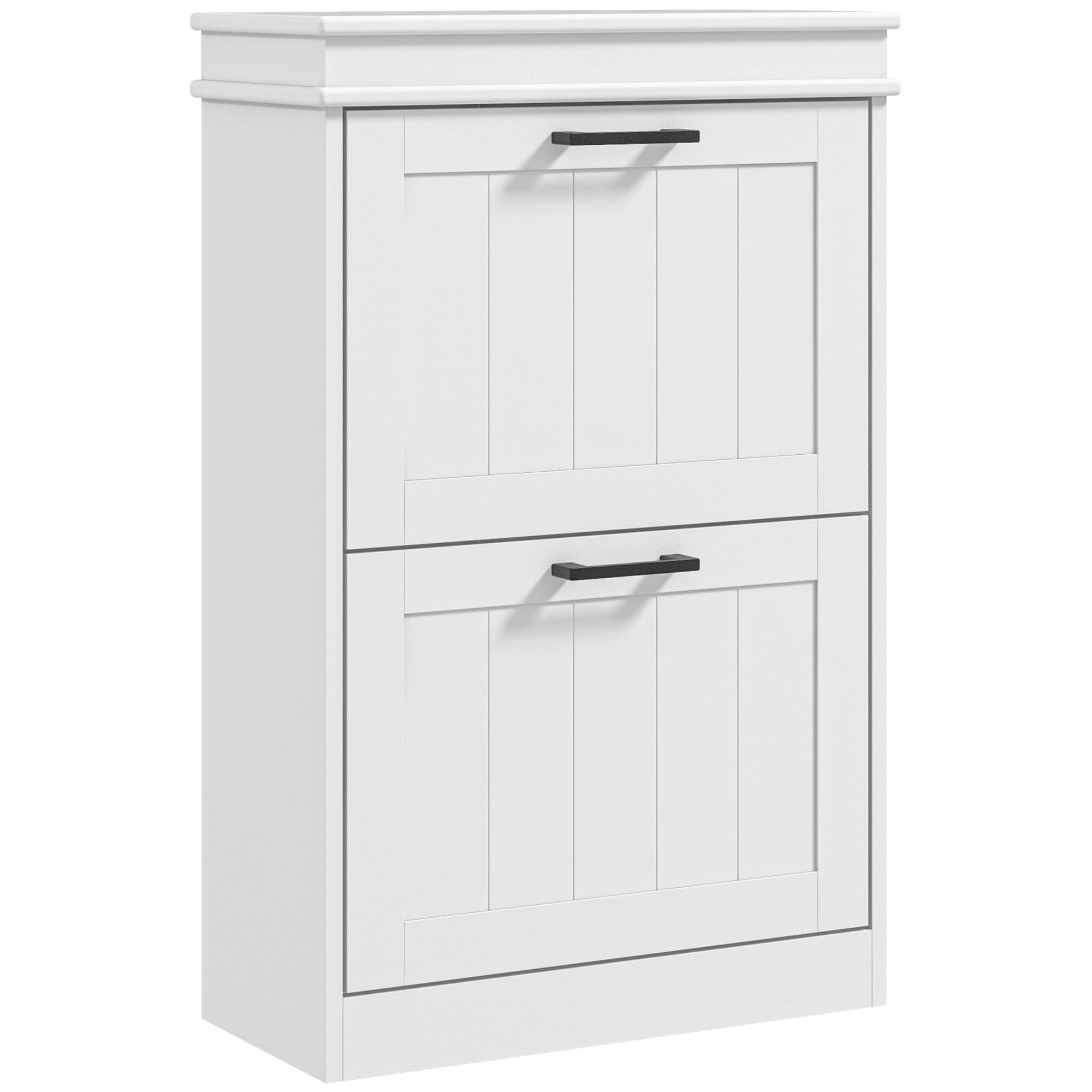 HOMCOM Shoe Storage Cupboard with Two-Drawer, Minimalistic Shoe Storage Cabinet for 10 Shoes, White | Aosom UK