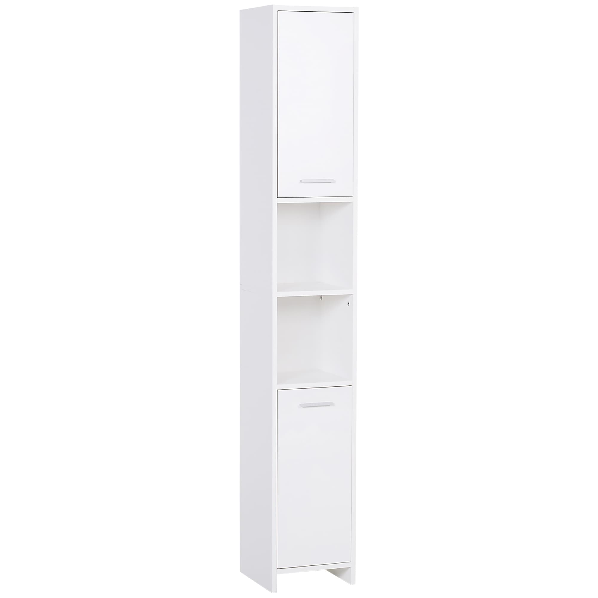 HOMCOM Tall Bathroom Storage Cabinet with Three-position Adjustable Shelves Free Standing Storage Cabinet For Neutral Style, Hallway White | Aosom UK