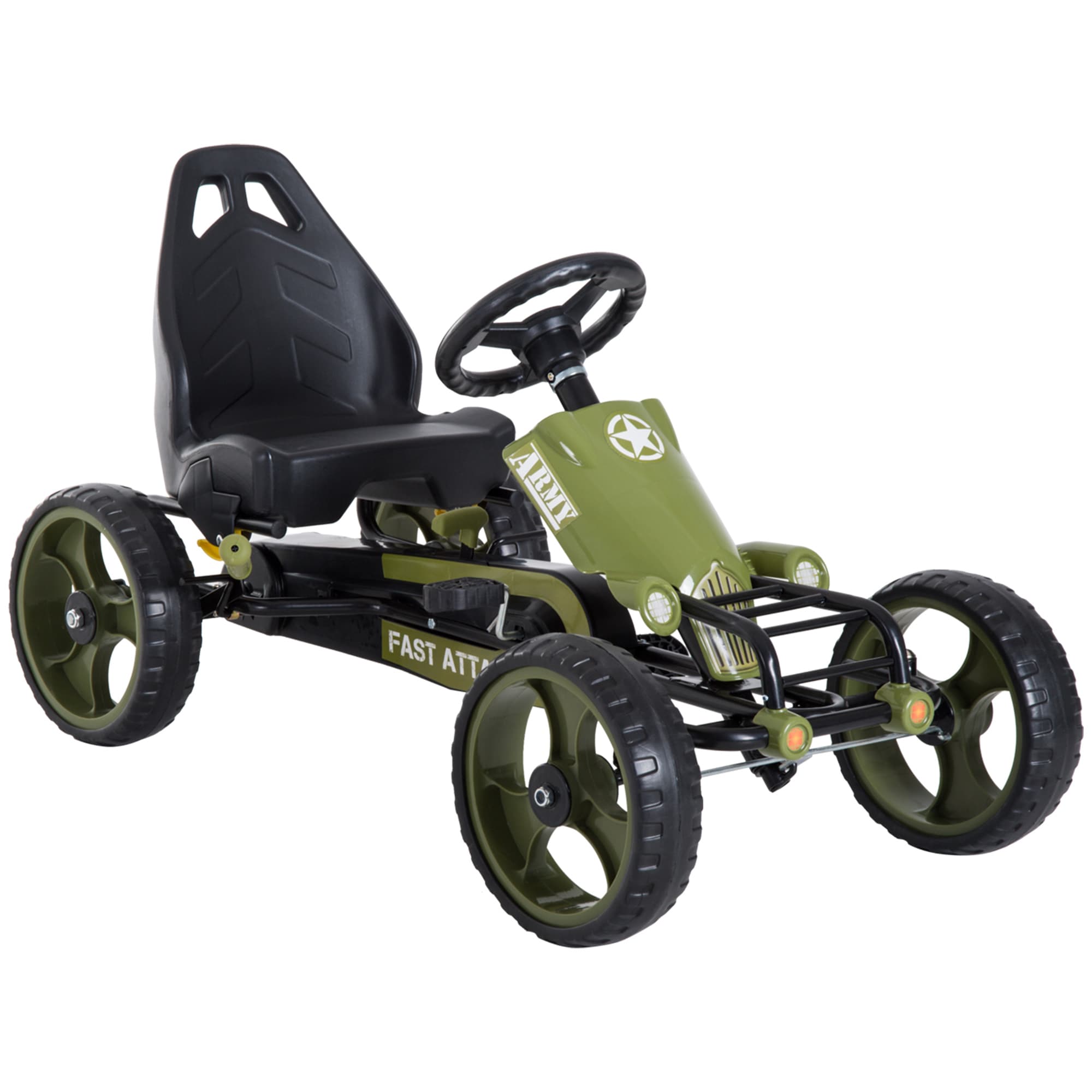 HOMCOM Kids Children Pedal Go Kart Ride On Racer Braking System Adjsuatble Seat Green