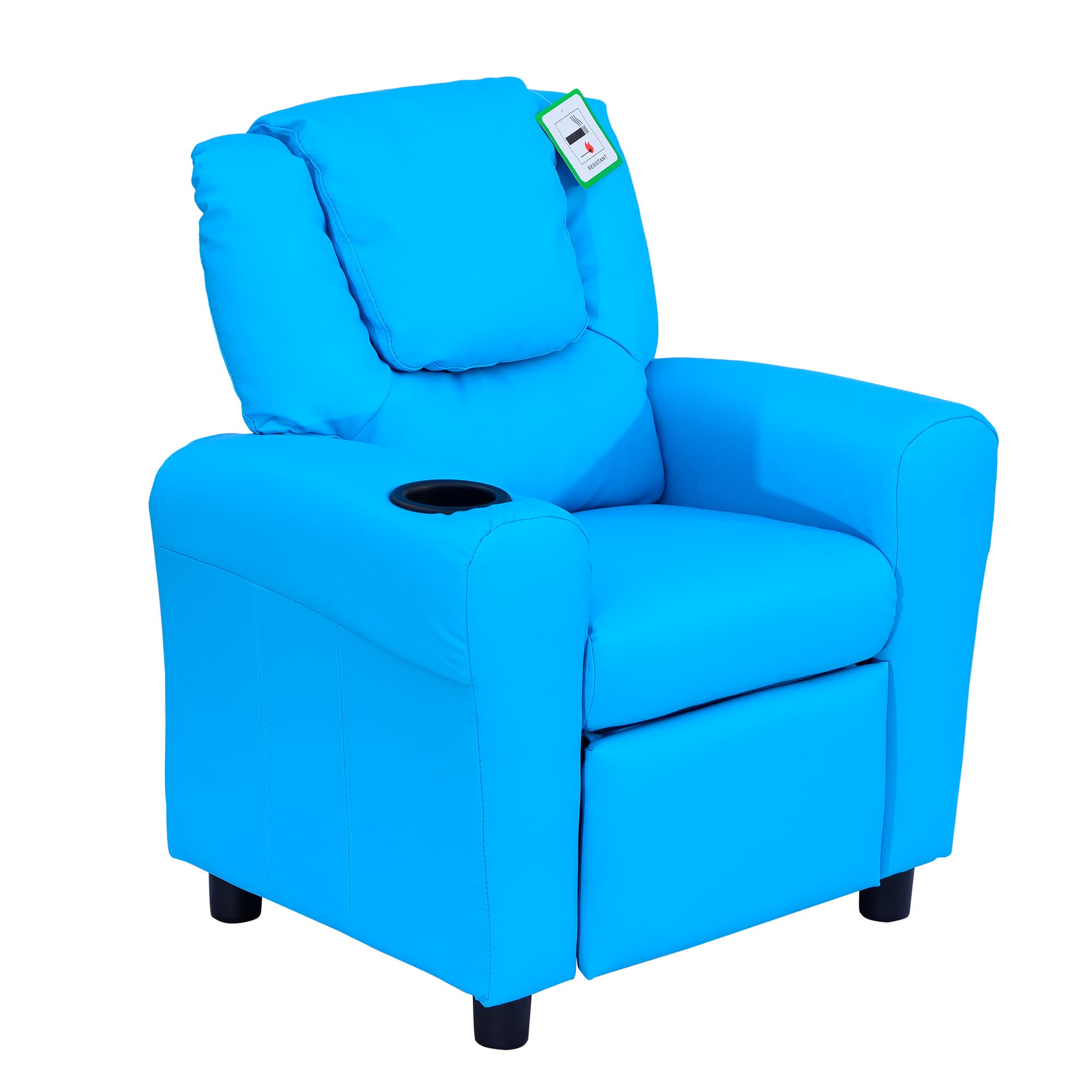 HOMCOM Childrens Recliner Armchair W/ Cup Holder-Blue