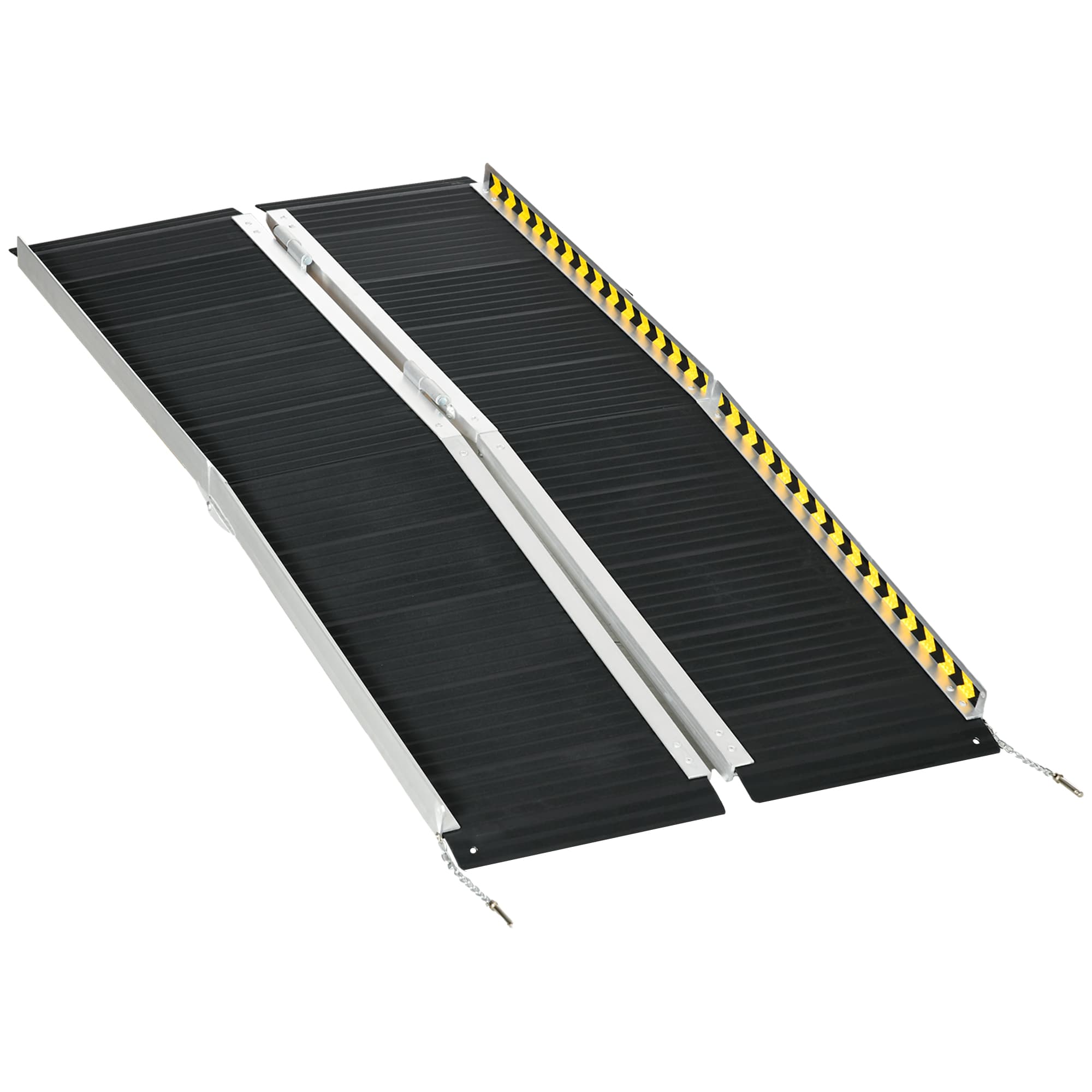HOMCOM Wheelchair Ramp, 152L x 73Wcm, 272KG Capacity, Folding Aluminium Threshold Ramp w/ Non-Skid Surface, Transition Plates for Steps | Aosom UK
