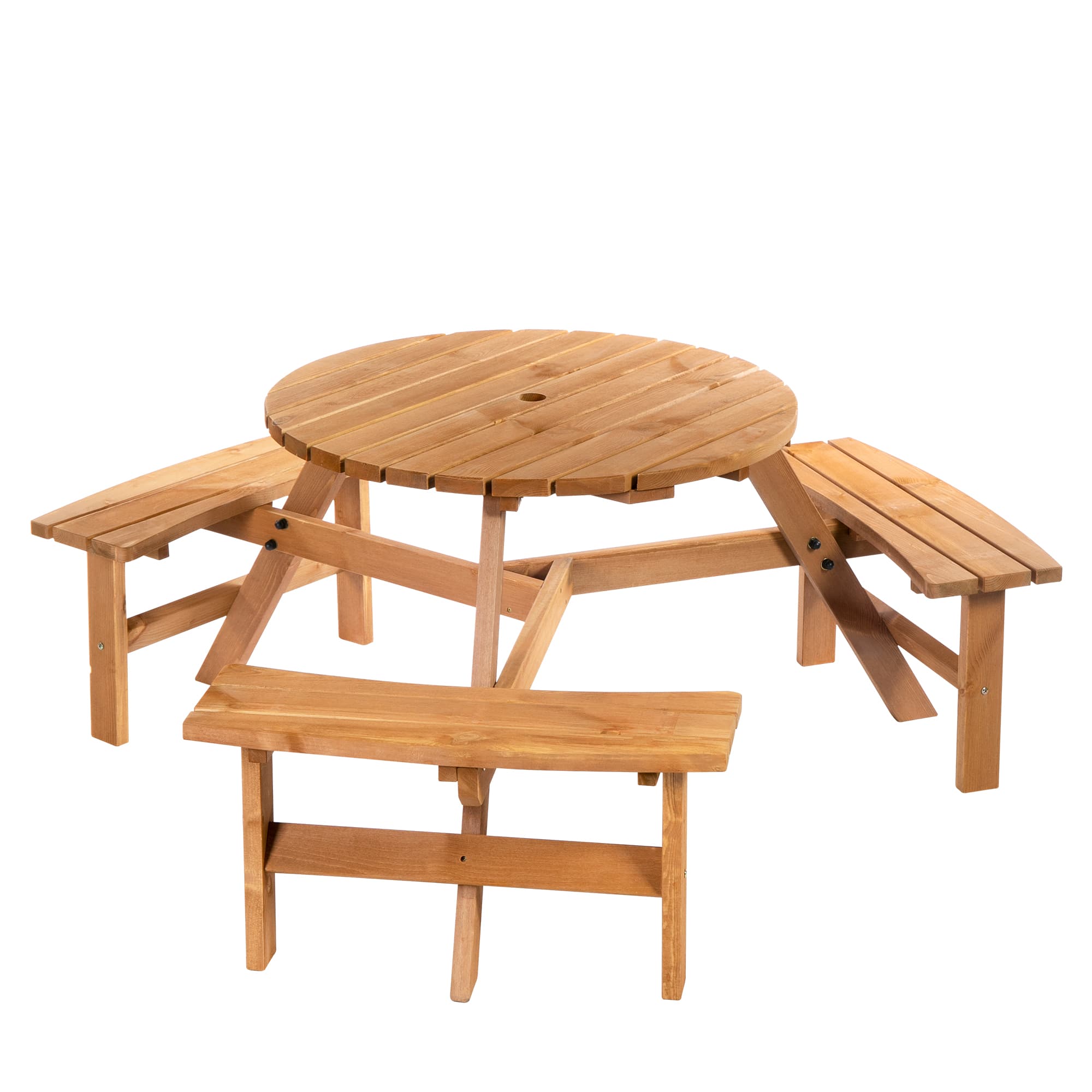 Outsunny Fir Wood Pub Set: 6-Seater Heavy-Duty Outdoor Dining Suite with Parasol Hole, Patio | Aosom UK