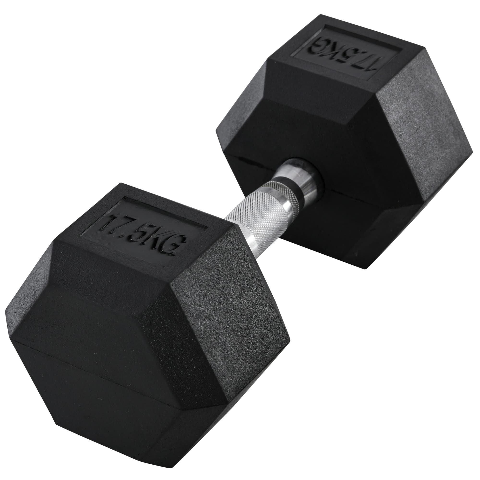 HOMCOM Single Rubber Hex Dumbbell, 17.5KG, Portable Hand Weight for Fitness, Home Gym Workout Equipment | Aosom UK