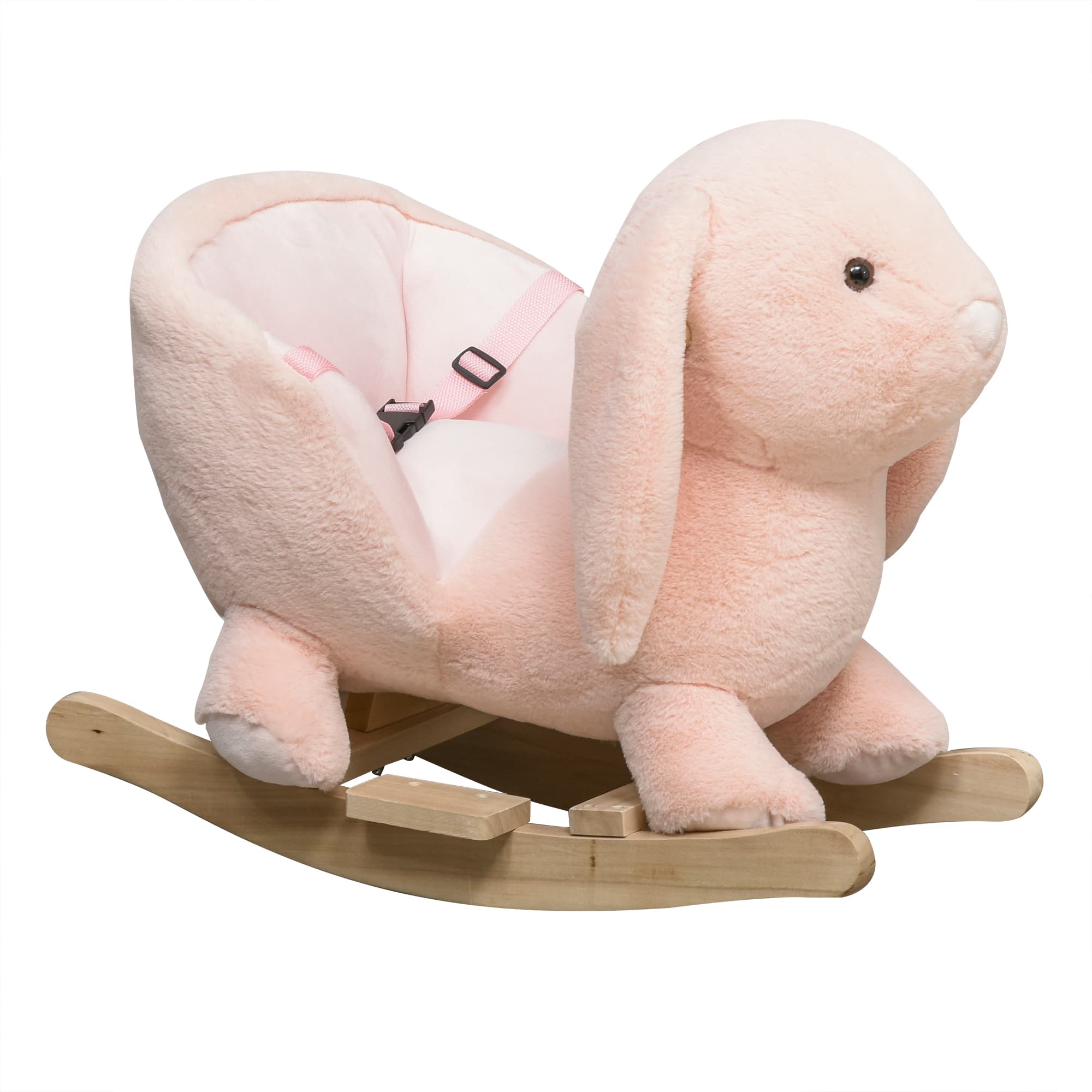 HOMCOM Plush Rocking Rabbit: Sound Effects Ride-On Toy for Toddlers, Safe & Soft, Pink | Aosom UK