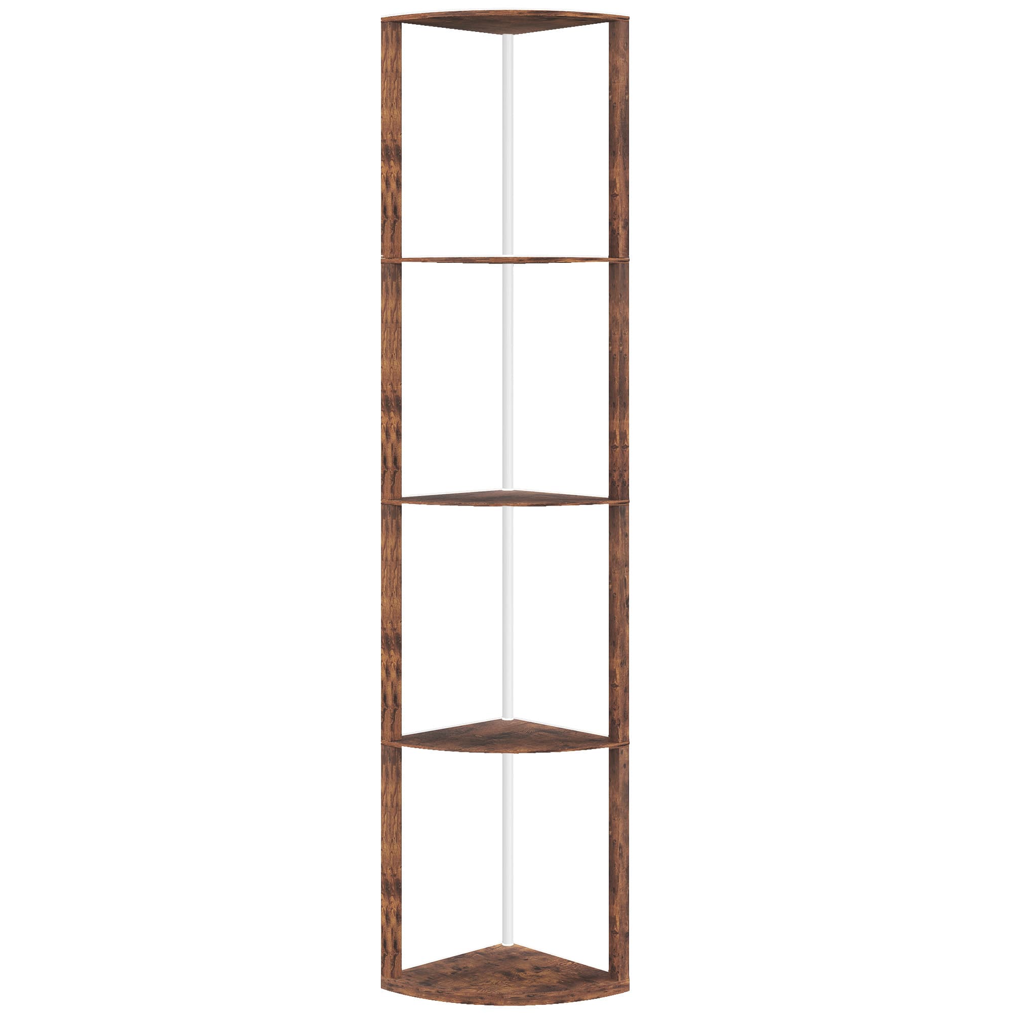 HOMCOM RGB Standing Lamp with Shelves, LED Floor Lamp with Multiple Lighting Modes, LED Floor Lamp with Remote Control, Rustic Brown | Aosom UK
