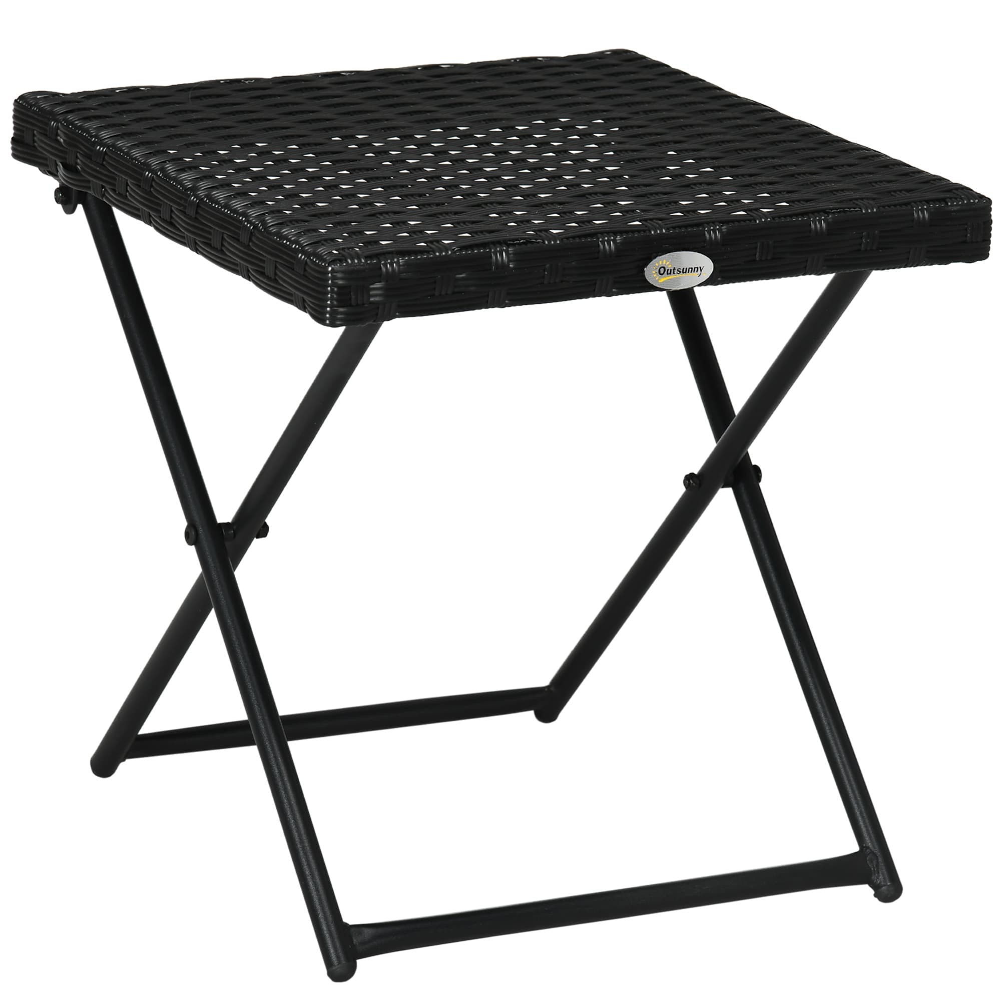 Outsunny Rattan Folding Table: Compact Square PE Wicker Design, Durable Outdoor Furniture, Ebony | Aosom UK