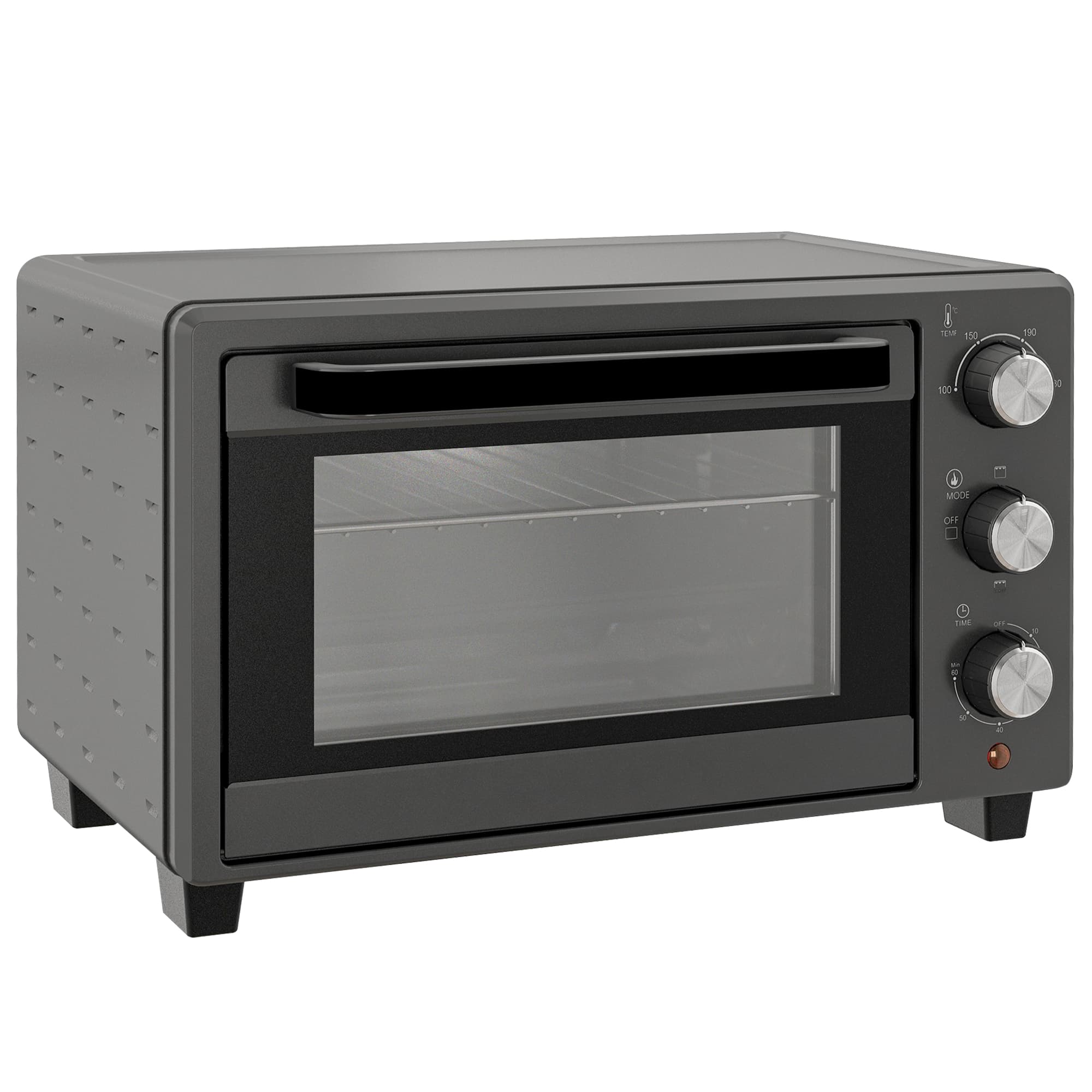 HOMCOM Mini Oven, 21L Countertop Electric Grill, Toaster Oven with Adjustable Temperature, Timer, Baking Tray and Wire Rack, 1400W, Grey | Aosom UK