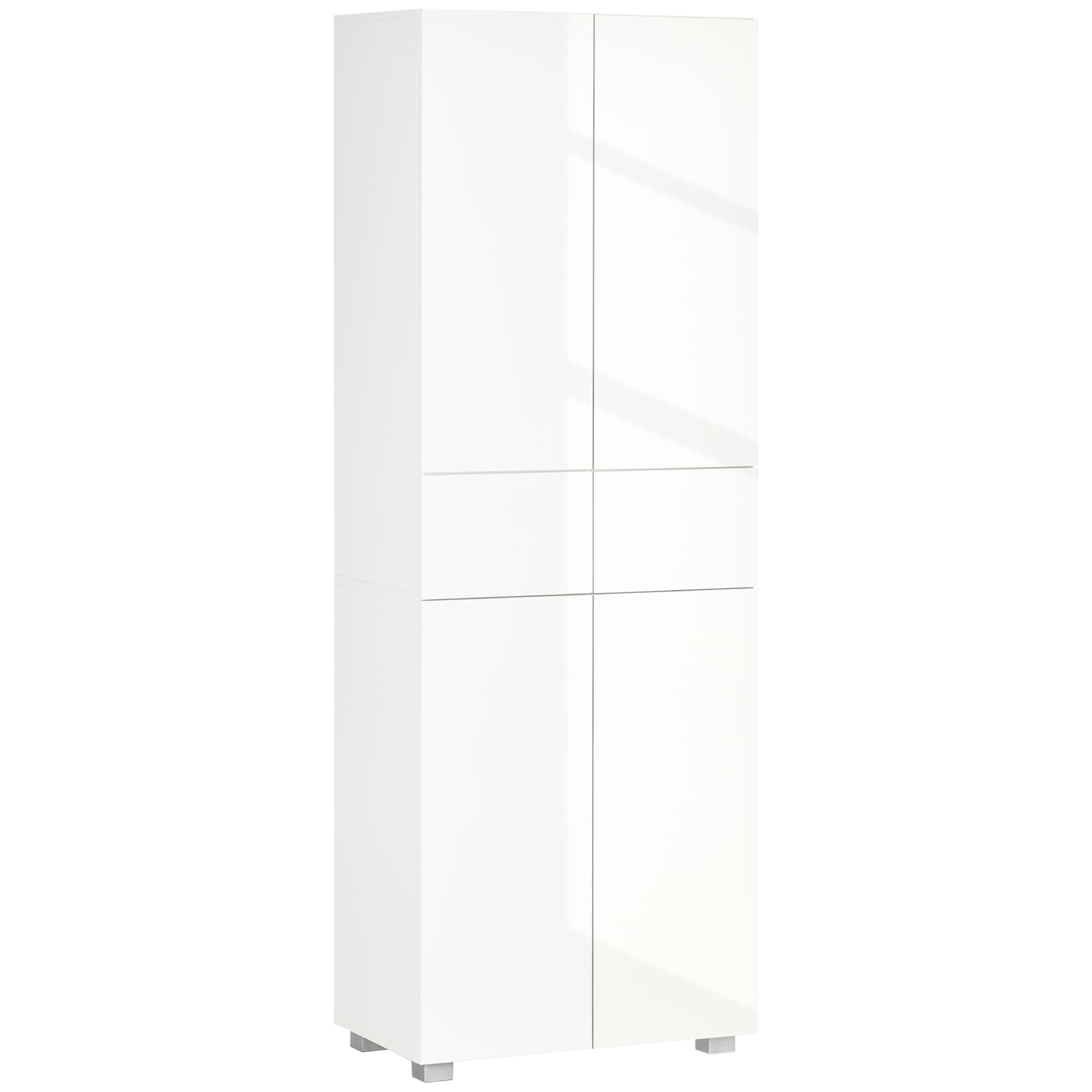 HOMCOM 4-Door Kitchen Cupboard, Freestanding 5-Tier Storage Cabinet with 3 Adjustable Shelves, 2 Drawers for Living Room, Dining Room