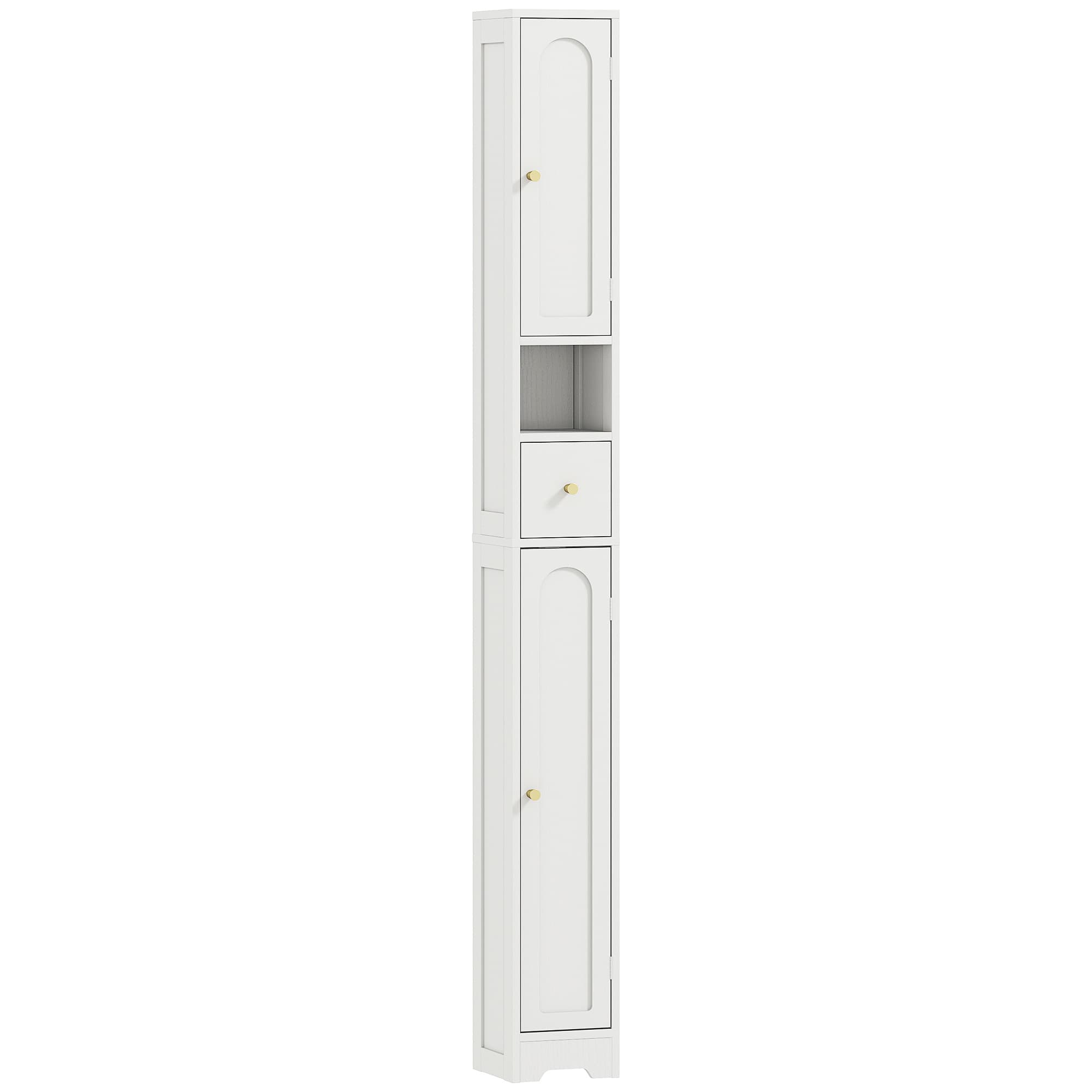 HOMCOM 185 cm Tall Bathroom Cabinet with Arched Doors - White