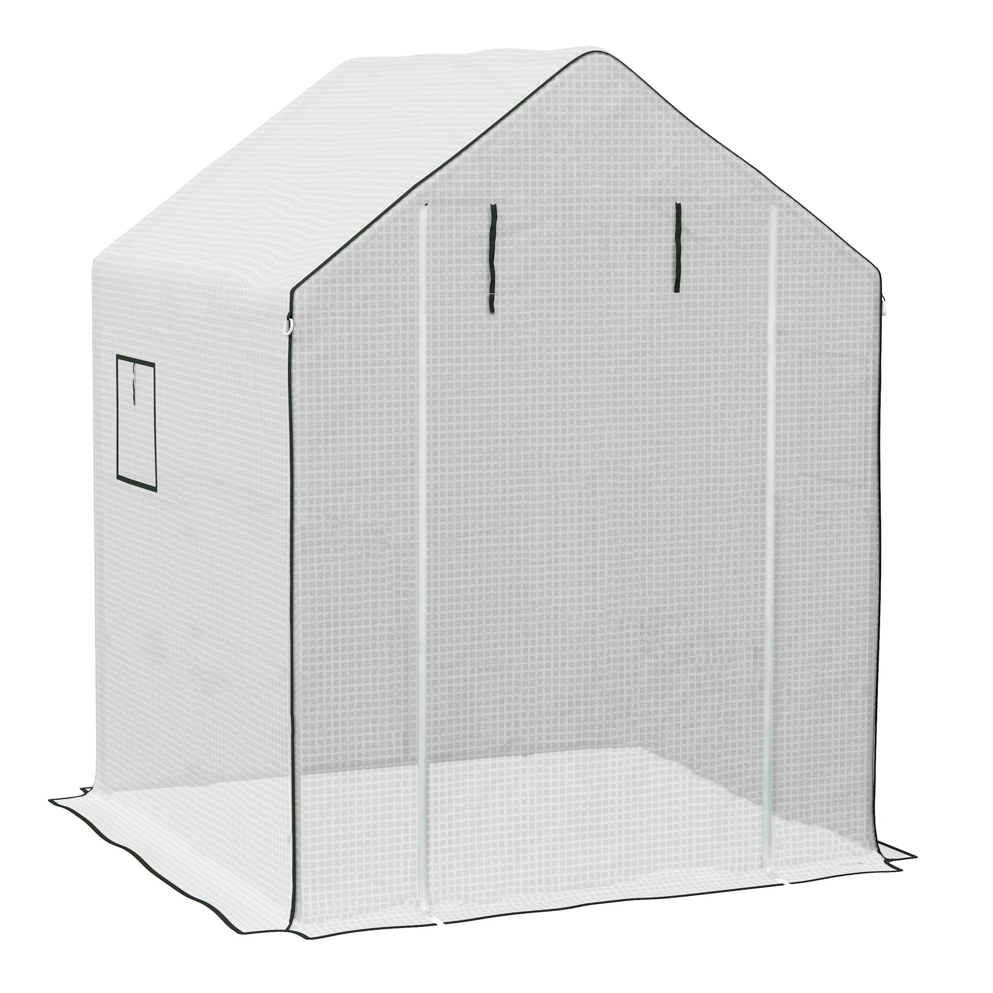 Outsunny Walk-In Greenhouse Cover: PE Replacement with Roll-Up Door & Windows, 140x143x190 cm, White | Aosom UK