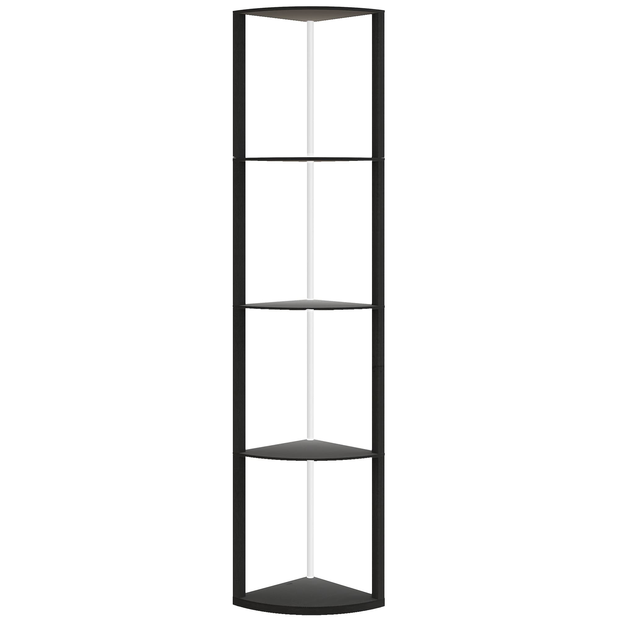 HOMCOM RGB LED Floor Lamp with Shelves, 4-Tier Dimmable Standing Lamp with Remote Control for Living Room Bedroom Office, Black