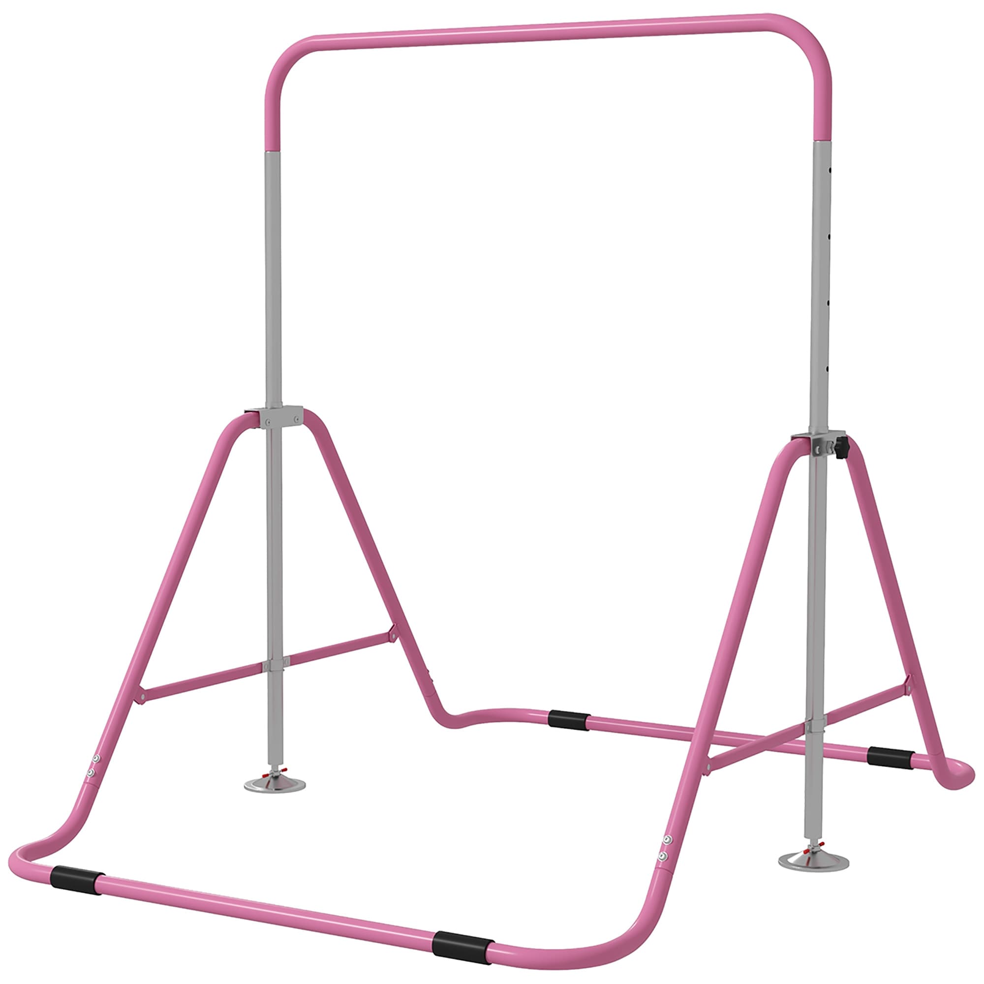 HOMCOM Kids Gymnastics Bar w/ Adjustable Height, Foldable Horizontal Bars, Pink | Aosom UK