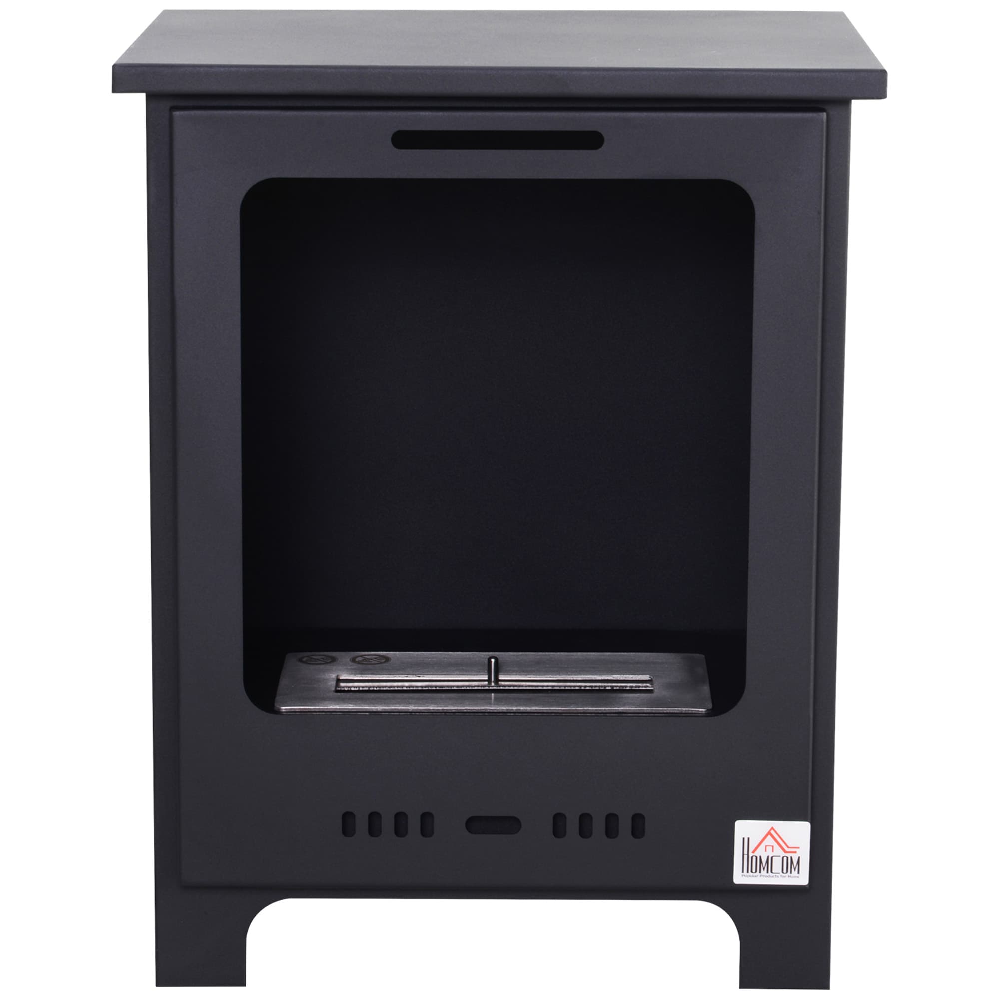 HOMCOM Freestanding Ethanol Fireplace, Bioethanol Fire with 1.5L Tank, 3 Hours Burning Time for Indoor, Black