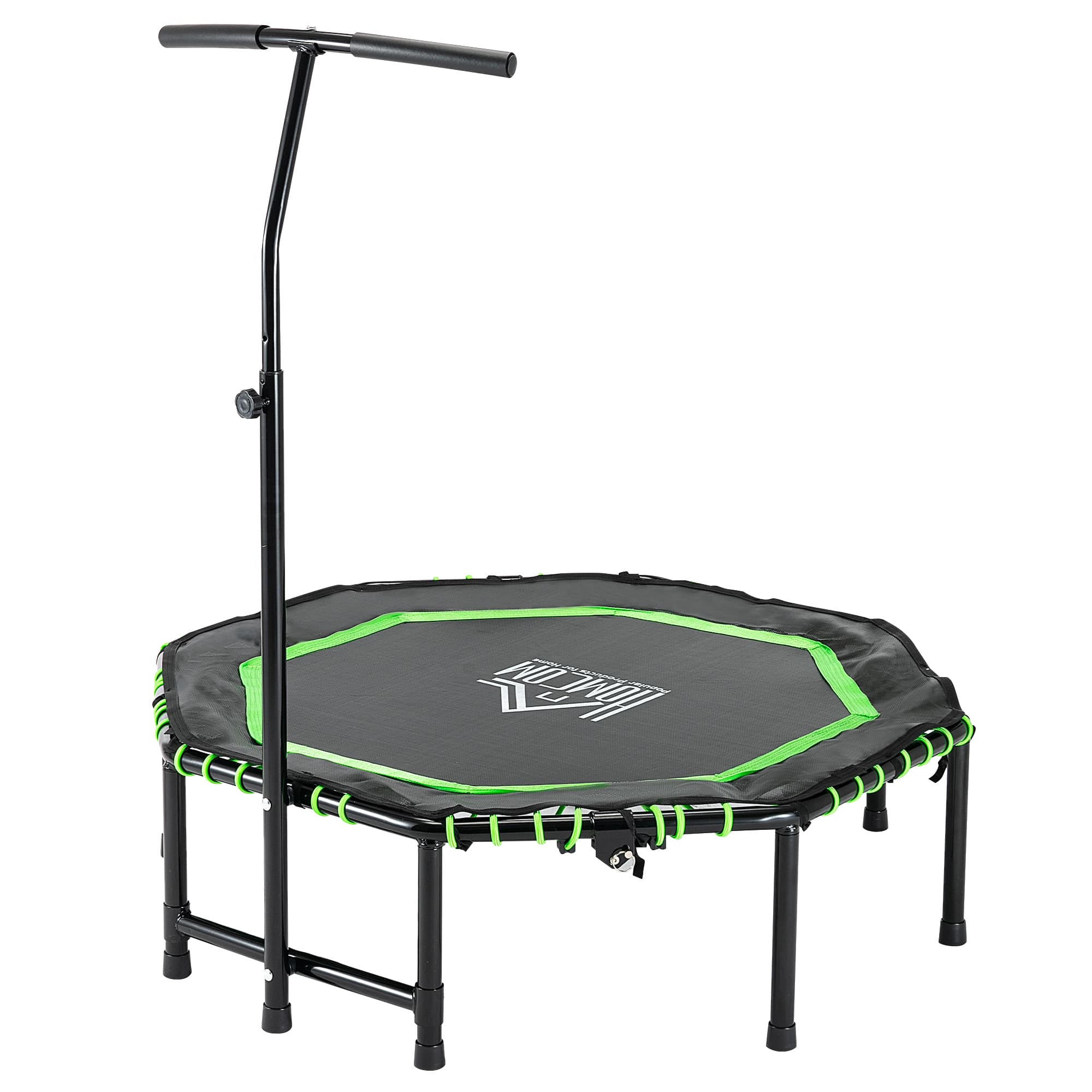 HOMCOM 48" Octagonal Mini Fitness Rebounder Trampoline Indoor Outdoor Foldable Mini Jumper with Adjustable Handle, Green | Aosom UK