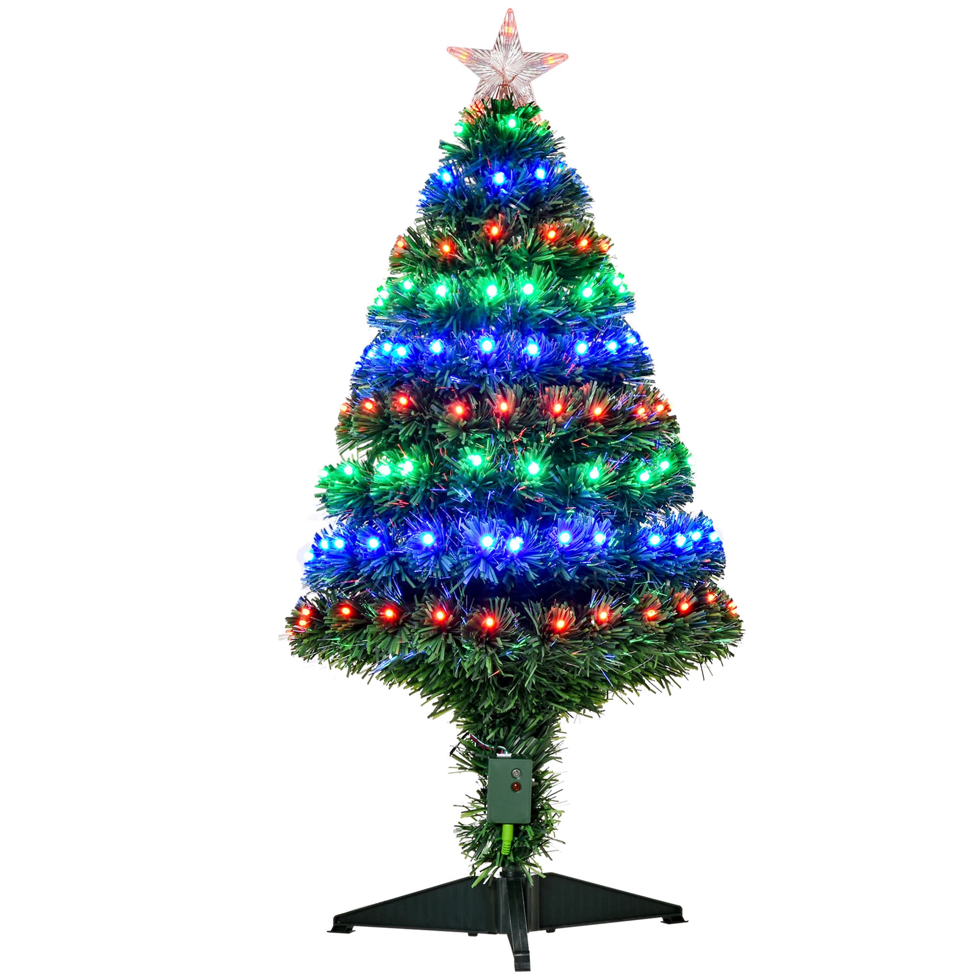 HOMCOM 3ft 90cm Fiber Optic Xmas Tree Artificial Christmas Tree | Aosom UK